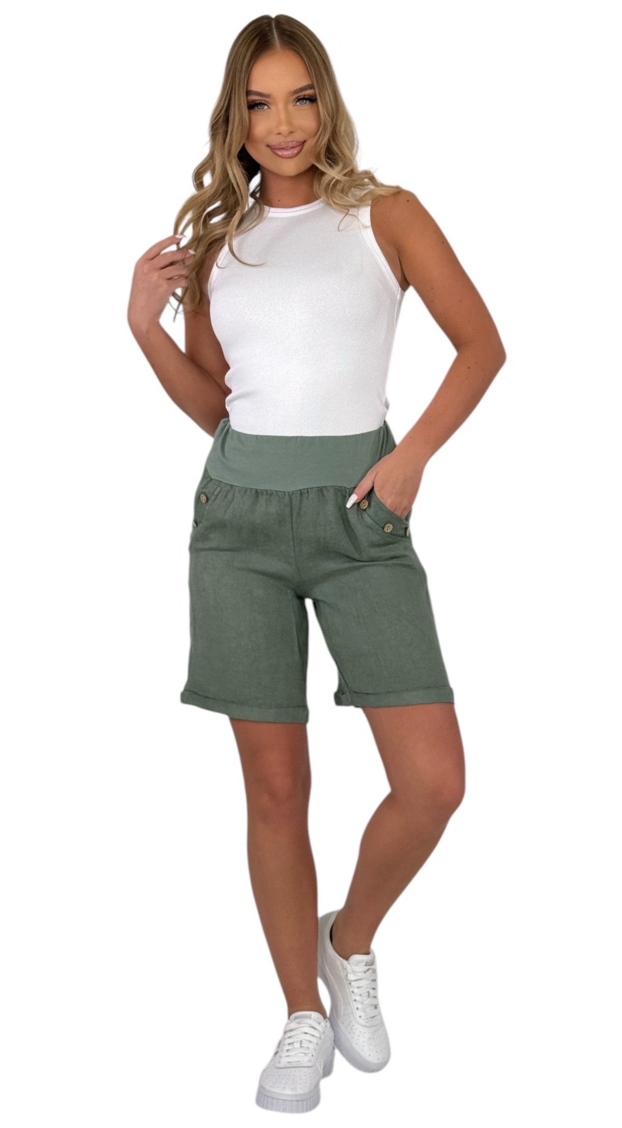 Mississhop Leinenhose 100 % Leinen Leinenshorts günstig online kaufen