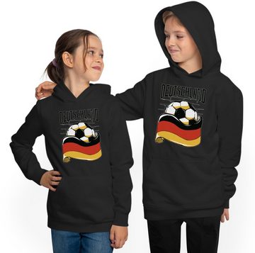 MyDesign24 Hoodie Kinder Kapuzen Sweatshirt - Fußball Hoodie mit Deutschland Flagge Kapuzensweater mit Aufdruck, i485