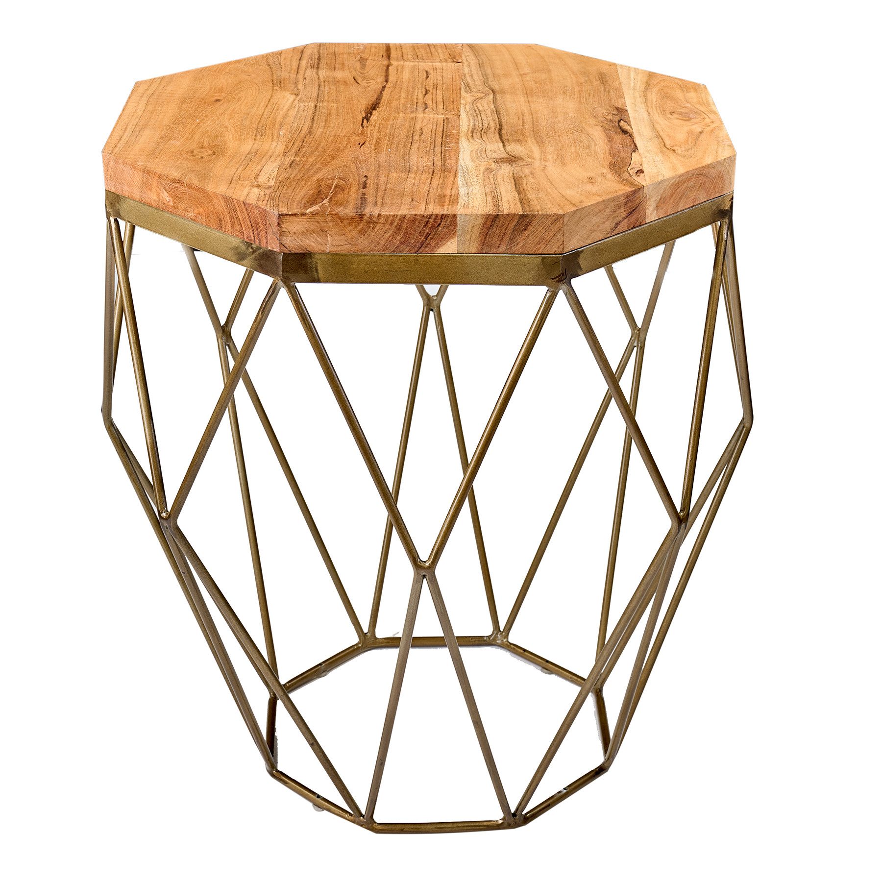 riess-ambiente Beistelltisch DIAMOND 50cm natur / messing (Einzelartikel, 1-St), Wohnzimmer · Akazie-Massivholz · lackiert · Metall · Industrial Design
