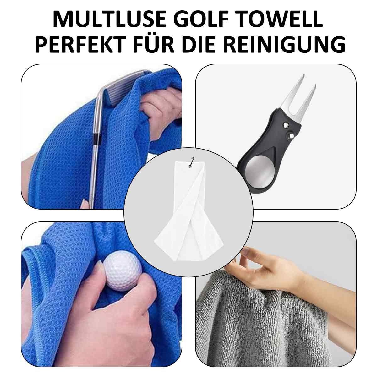 Jormftte Handtücher Golfhandtuch,Premium Mikrofaser Stoff,Waffelmuster Gefaltetes weiß