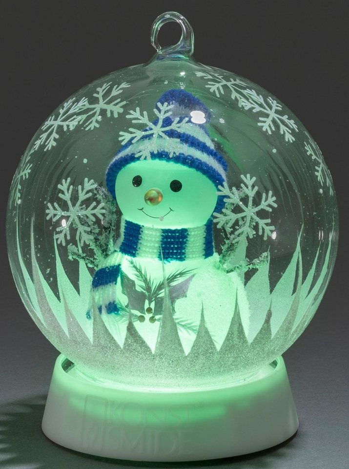 KONSTSMIDE LED Dekolicht Weihnachtsdeko, Farbwechsel, Timerfunktion, LED  fest integriert, Farbwechsler, Glaskugel Schneemann, mit 3 Funktionen,  RGB-Farbwechsel, 6h Timer
