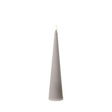 MARELIDA LED-Kerze LED Kegelkerze Outdoorkerze in Kegelform flackernd H: 25cm Timer grau