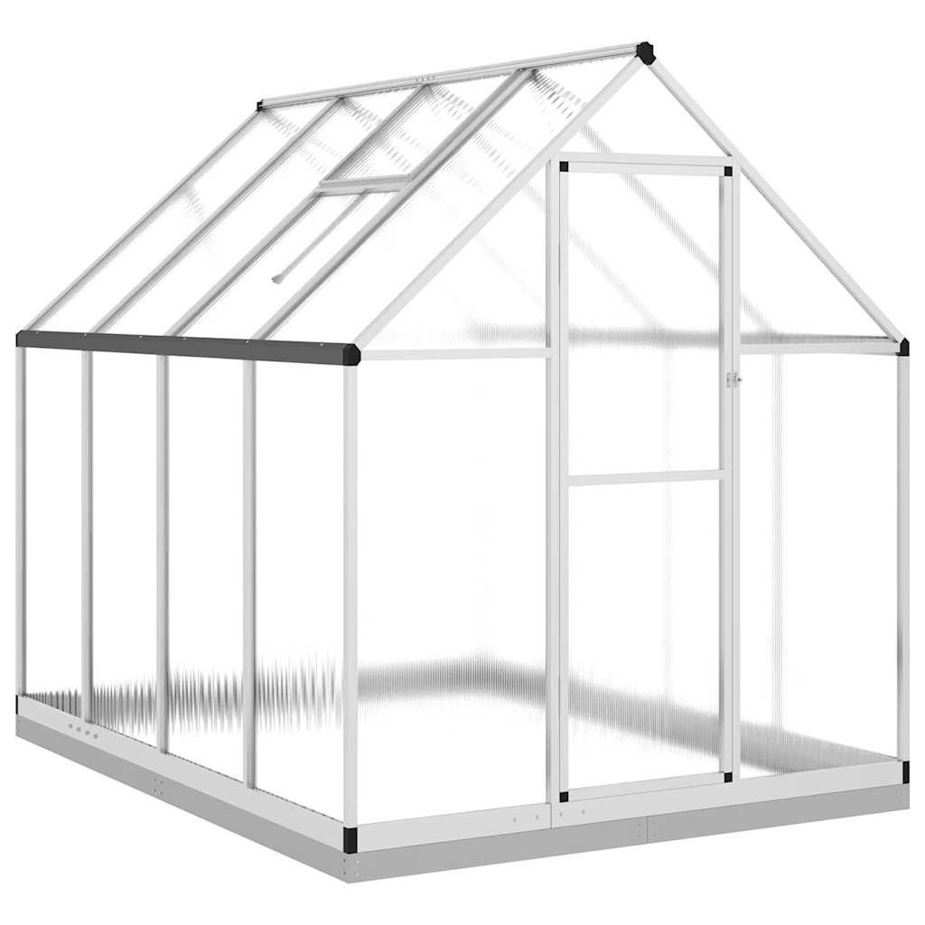 vidaXL Gewächshaus Gewächshaus mit Fundamentrahmen Silber 224x169x202cm Aluminimum