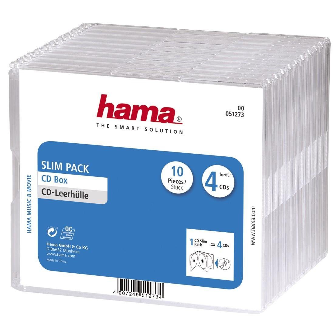 Hama CD-Hülle CD Leerhülle Slim, 10er Pack, Transparent, Schutzhülle, Schutzcase