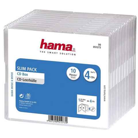 Hama CD-Hülle CD Leerhülle Slim, 10er Pack, Transparent, Schutzhülle, Schutzcase