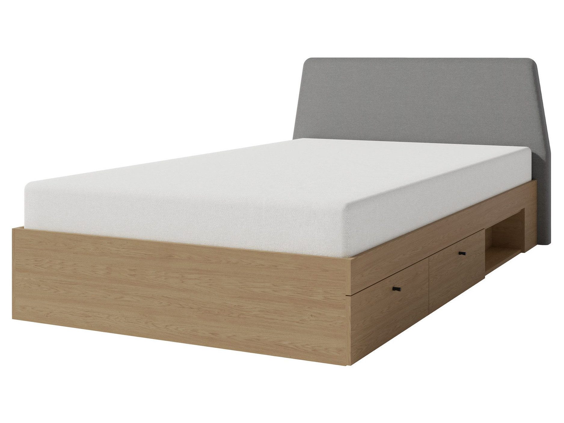 Beautysofa Einzelbett ALEX mit 2 Schubladen (Liegefläche 90×200 cm oder 120×200 cm, erhältlich in zwei Farben (Eukalyptus oder Sandbeige), mit gepolstertem Kopfteil