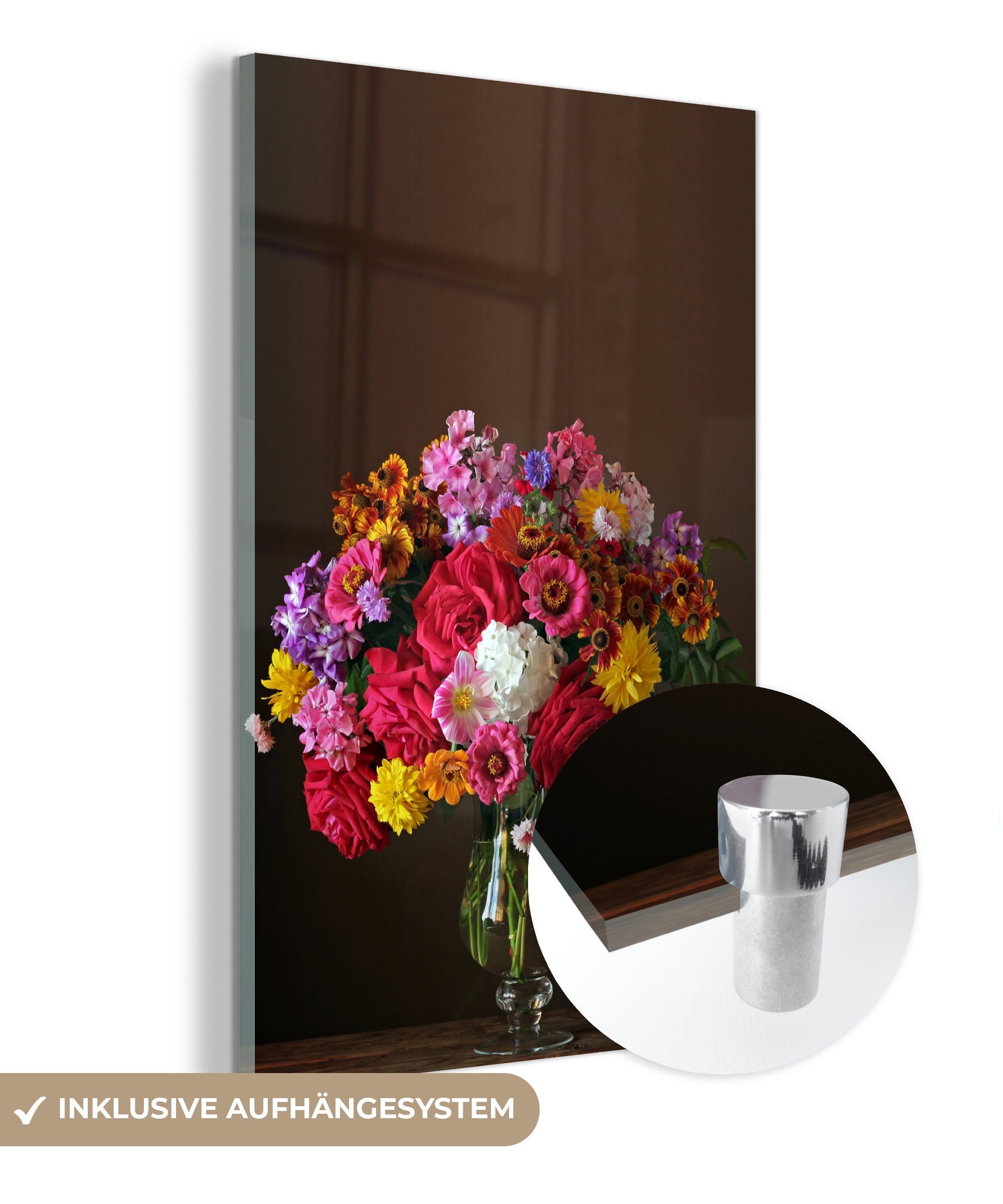 MuchoWow Acrylglasbild Vase - Stilleben - Farben, (1 St), Glasbilder - Bilder auf Glas Wandbild - Foto auf Glas - Wanddekoration | Bilder