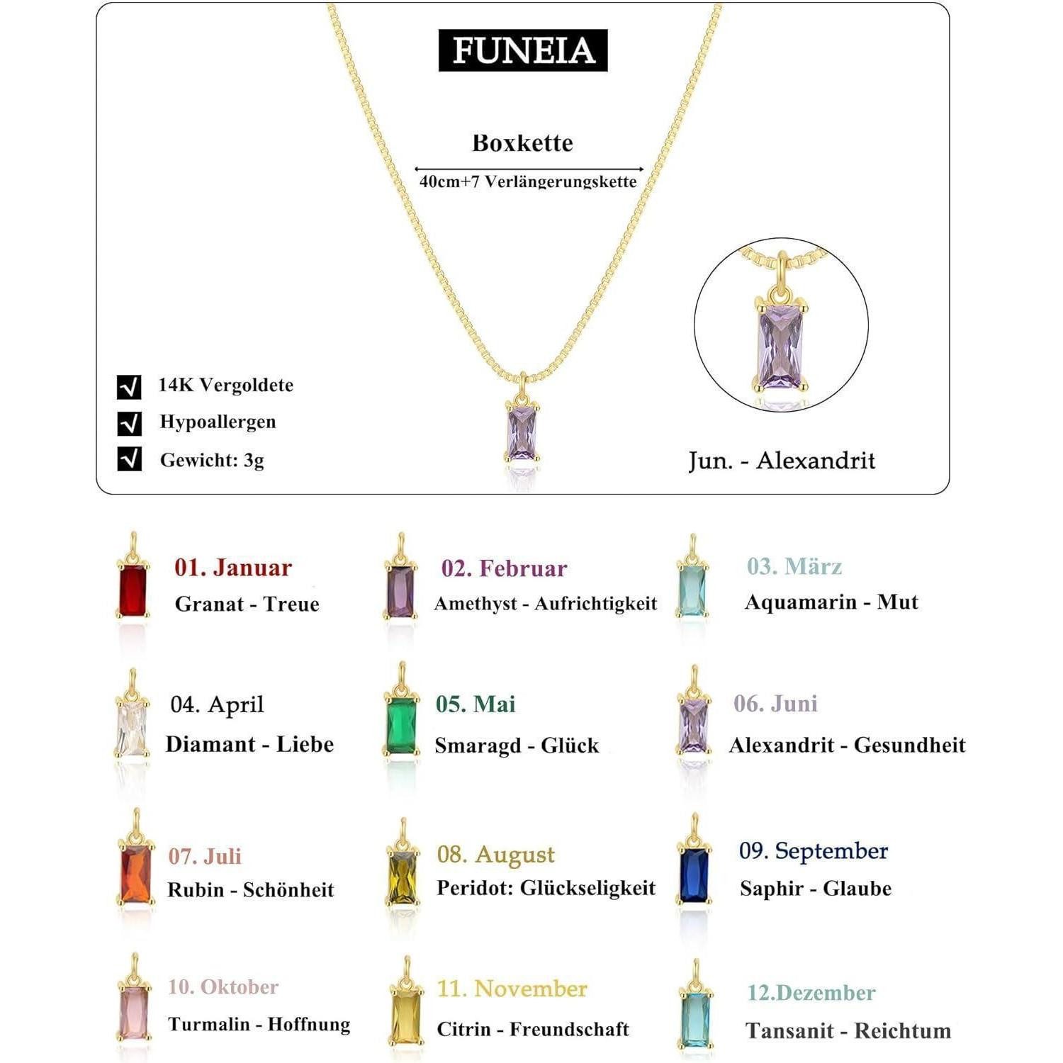 LuxusKollektion Kette mit Anhänger Halskette Damen 14K Vergoldet Silber Geburtsstein Gold-06.Juni – Bild 5 von 5