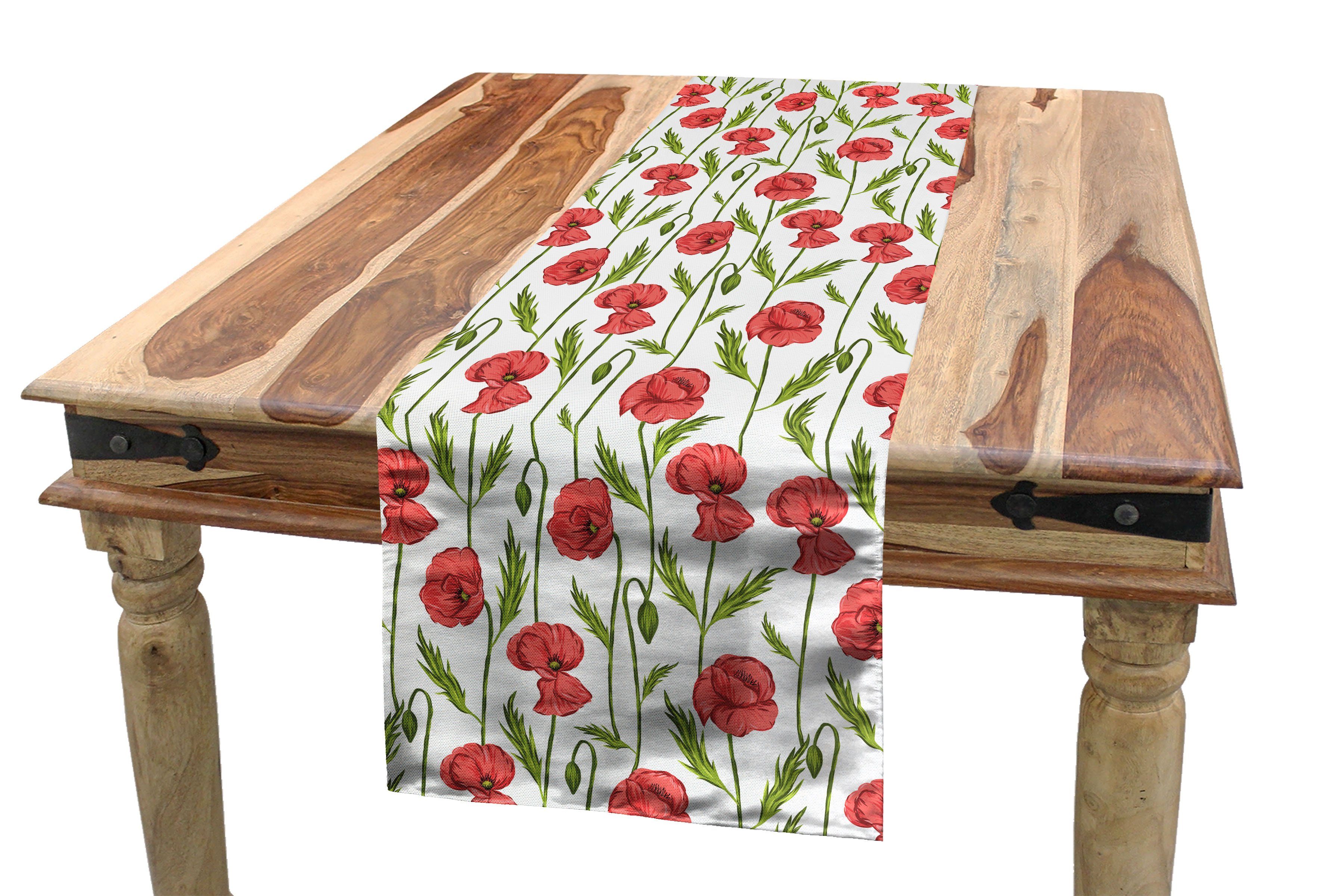 Abakuhaus Tischläufer Esszimmer Küche Rechteckiger Dekorativer Tischläufer, Blumen Vertikale Mohnblumen-Blumen-Streifen | Tischläufer