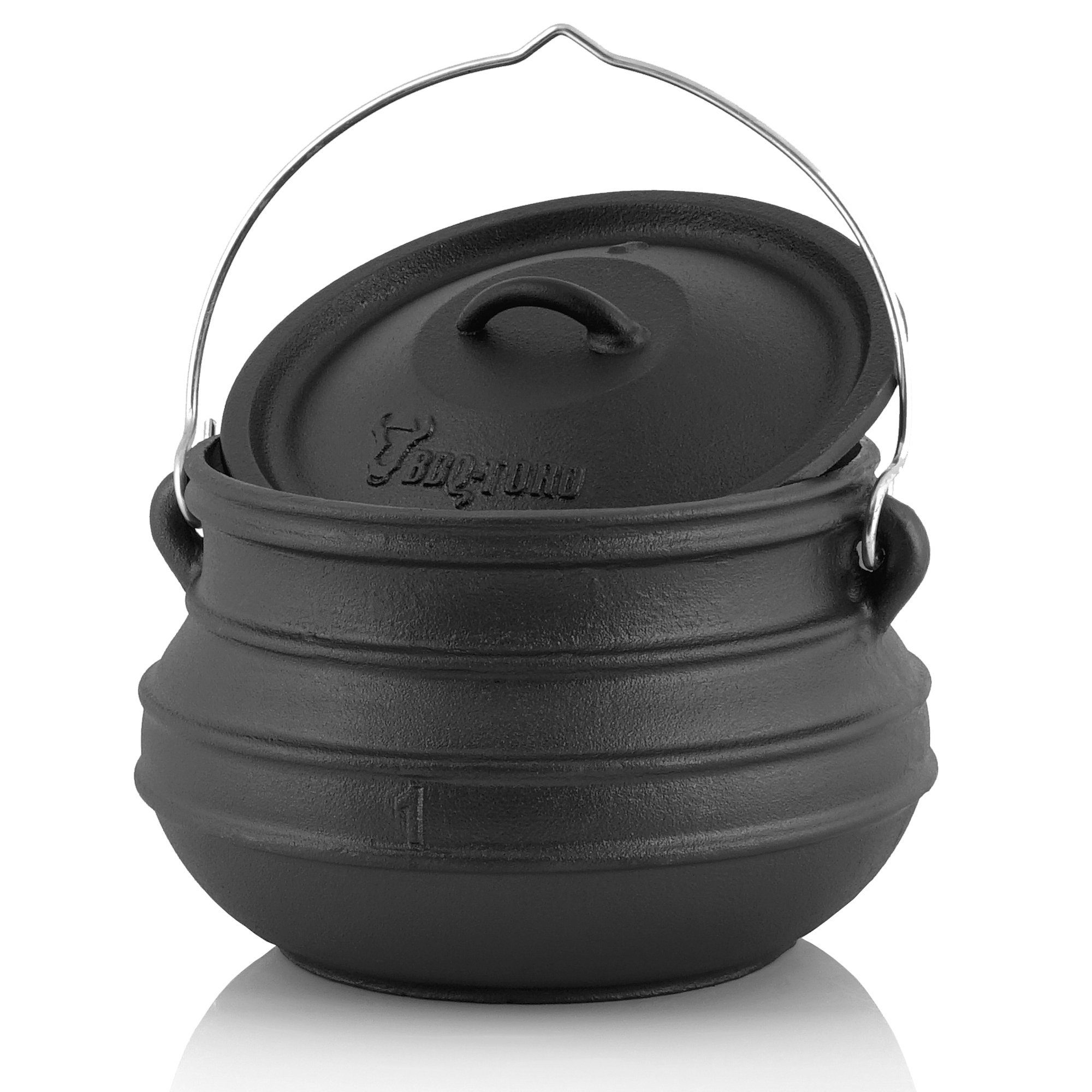 BBQ-Toro Grilltopf Potjie ca. 3 Liter, Südafrikanischer Kochtopf aus Gusseisen ohne Füße, Gusseisen