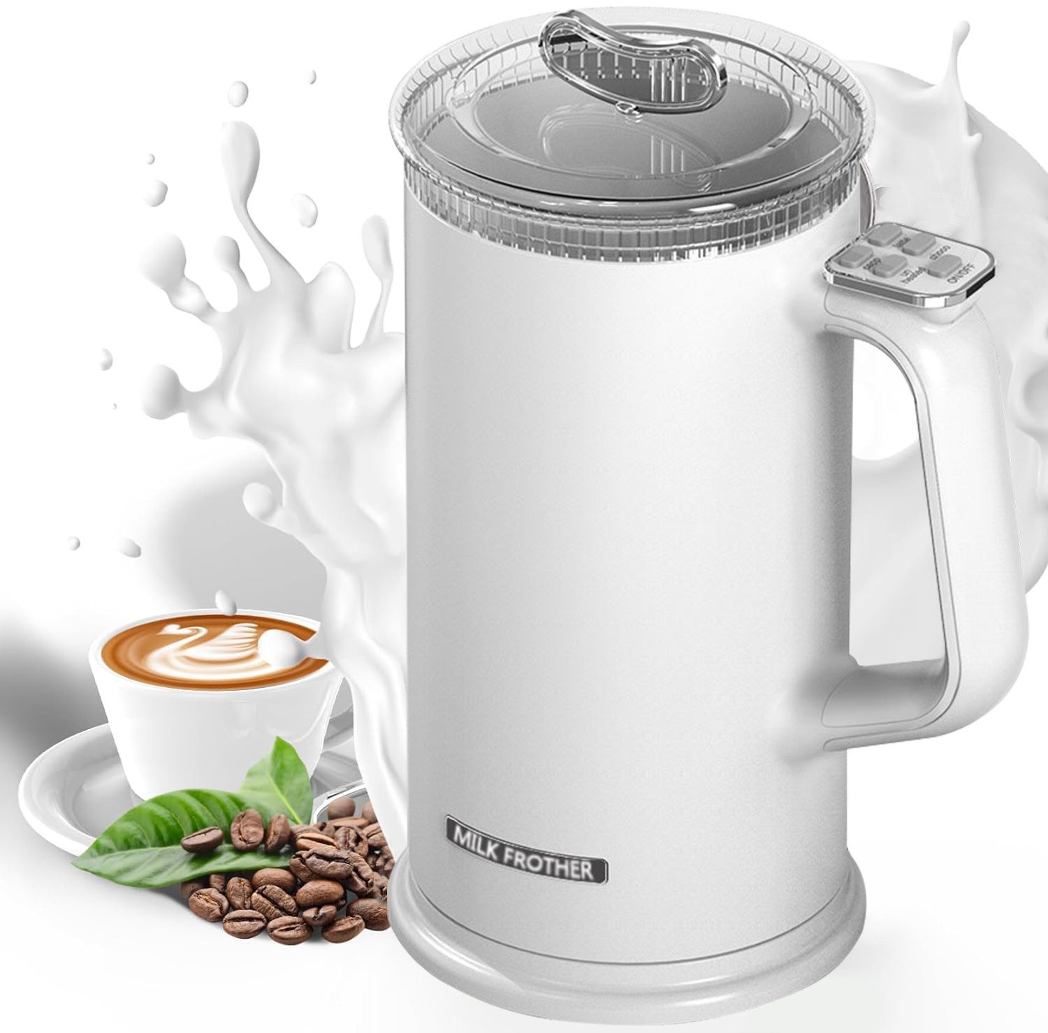Forrlite Milchaufschäumer elektrischer Milchaufschäumer, 5-in-1 Milchaufschäumer Elektrisch, 1500 W, 350ml Milchschäumer für Heißer und Kalter
