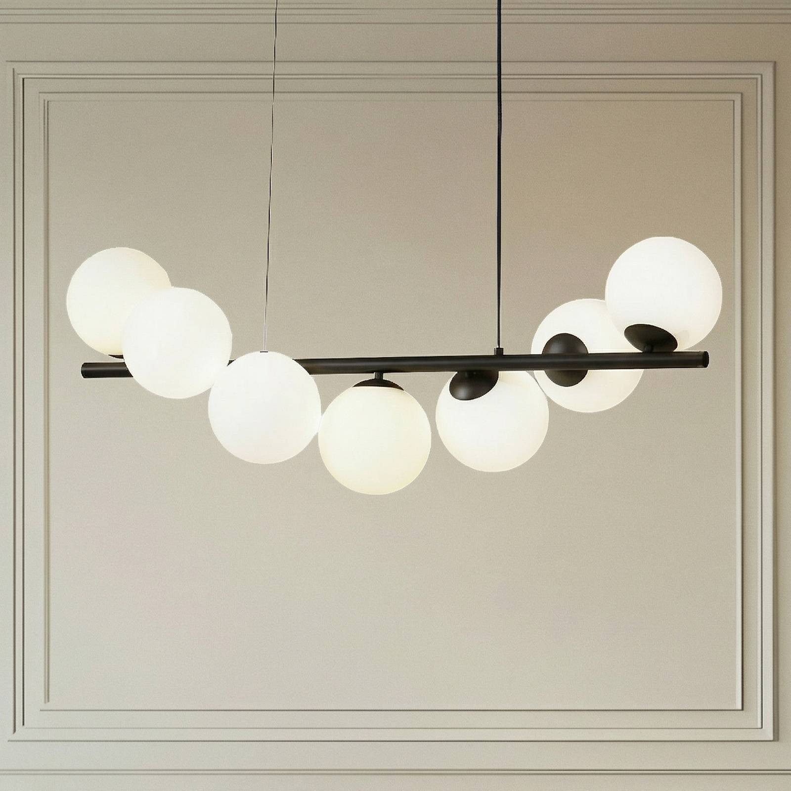 Lucande Hängeleuchte Isandro, Glas Schwarz IP20, 7 x 8 W LED