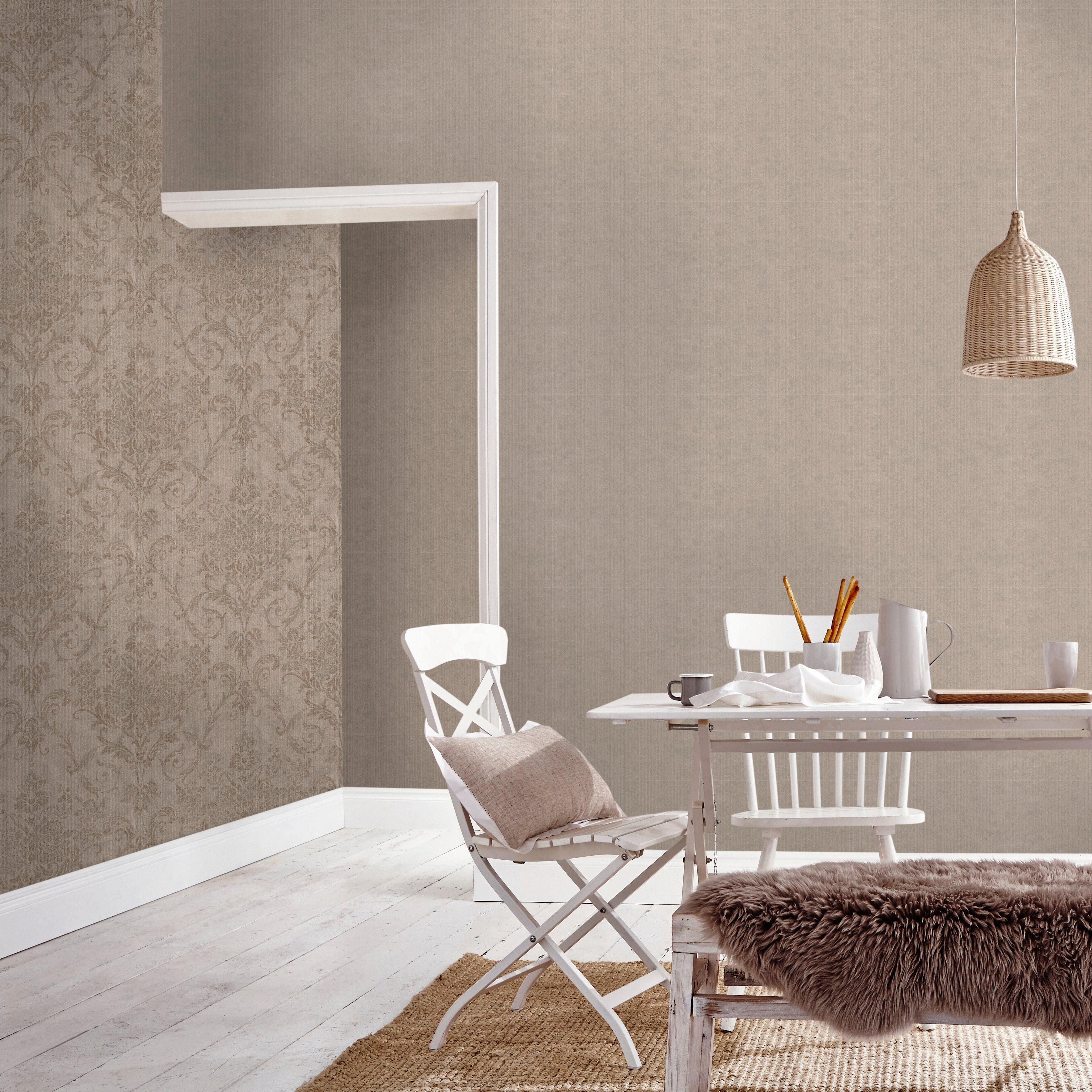 Superfresco Easy Vliestapete Versailles, aufgeschäumt, uni, (1 St), Taupe - 10m x 52cm