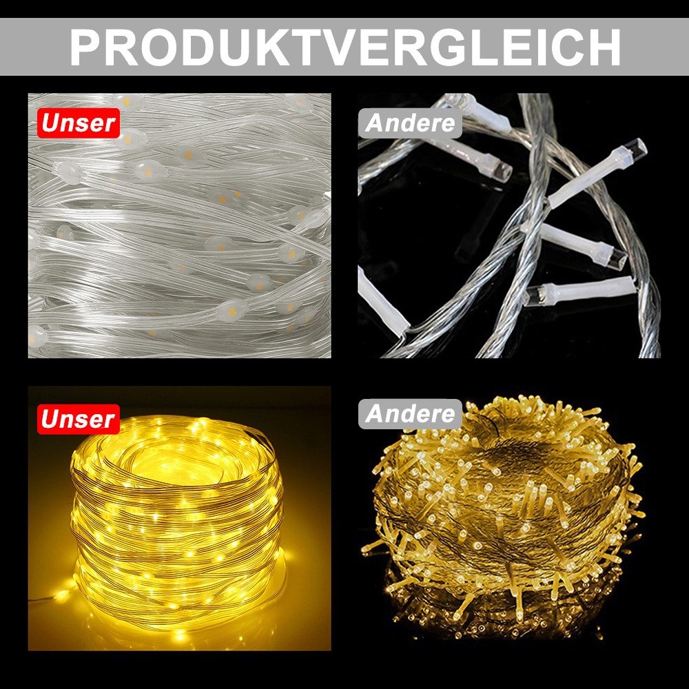 LMaxhome LED-Lichterkette 10-100M Lichterschlauch Weihnachten Party Beleuchtung Speicherfunktion, 100-800LEDs, 8 Modi, Wasserdichte Weihnachtsbeleuchtung Außen  – Bild 3 von 5