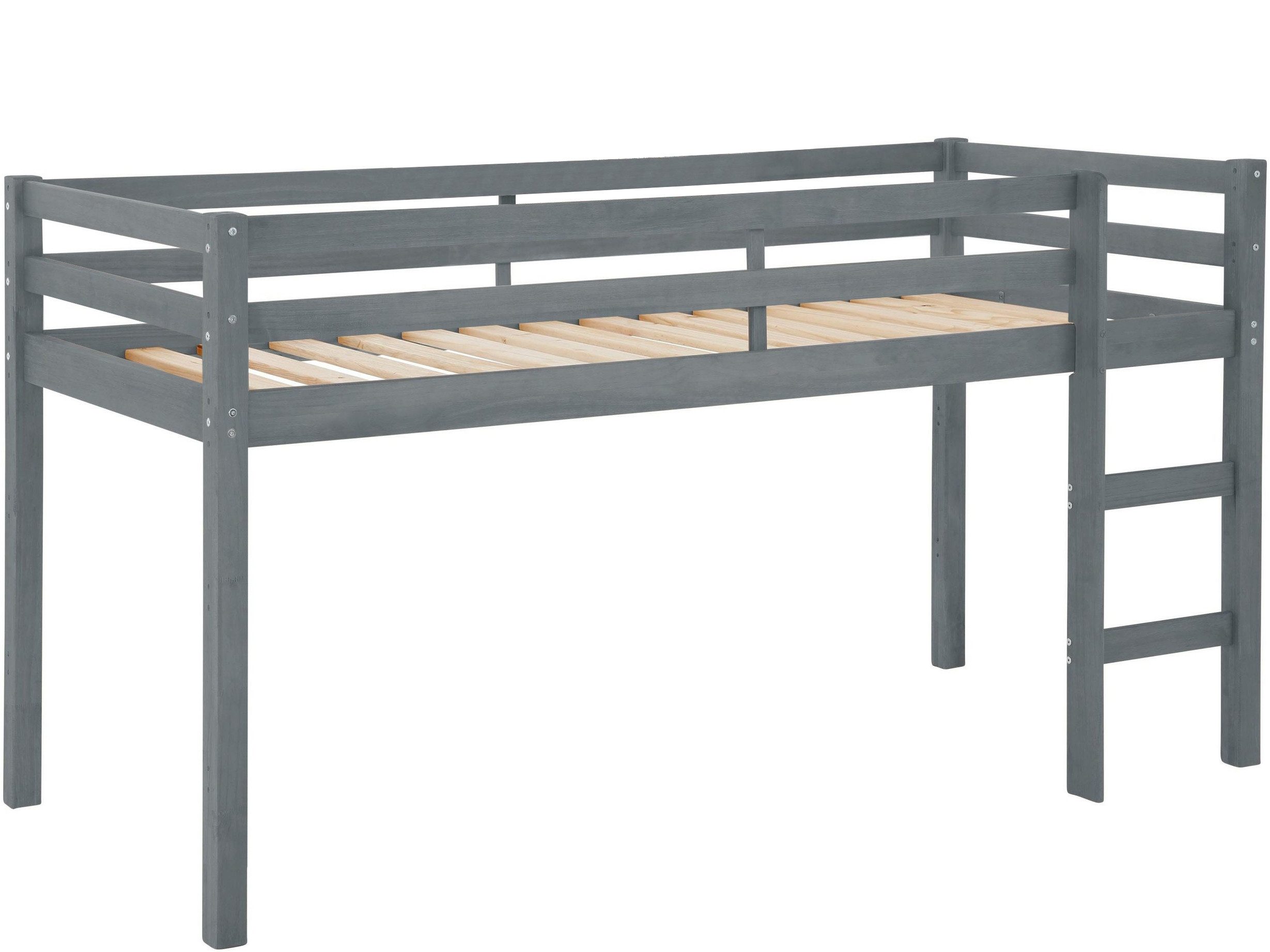 freiraum Hochbett Athen in Grau, Kiefer - 208x111x103cm (BxHxT)