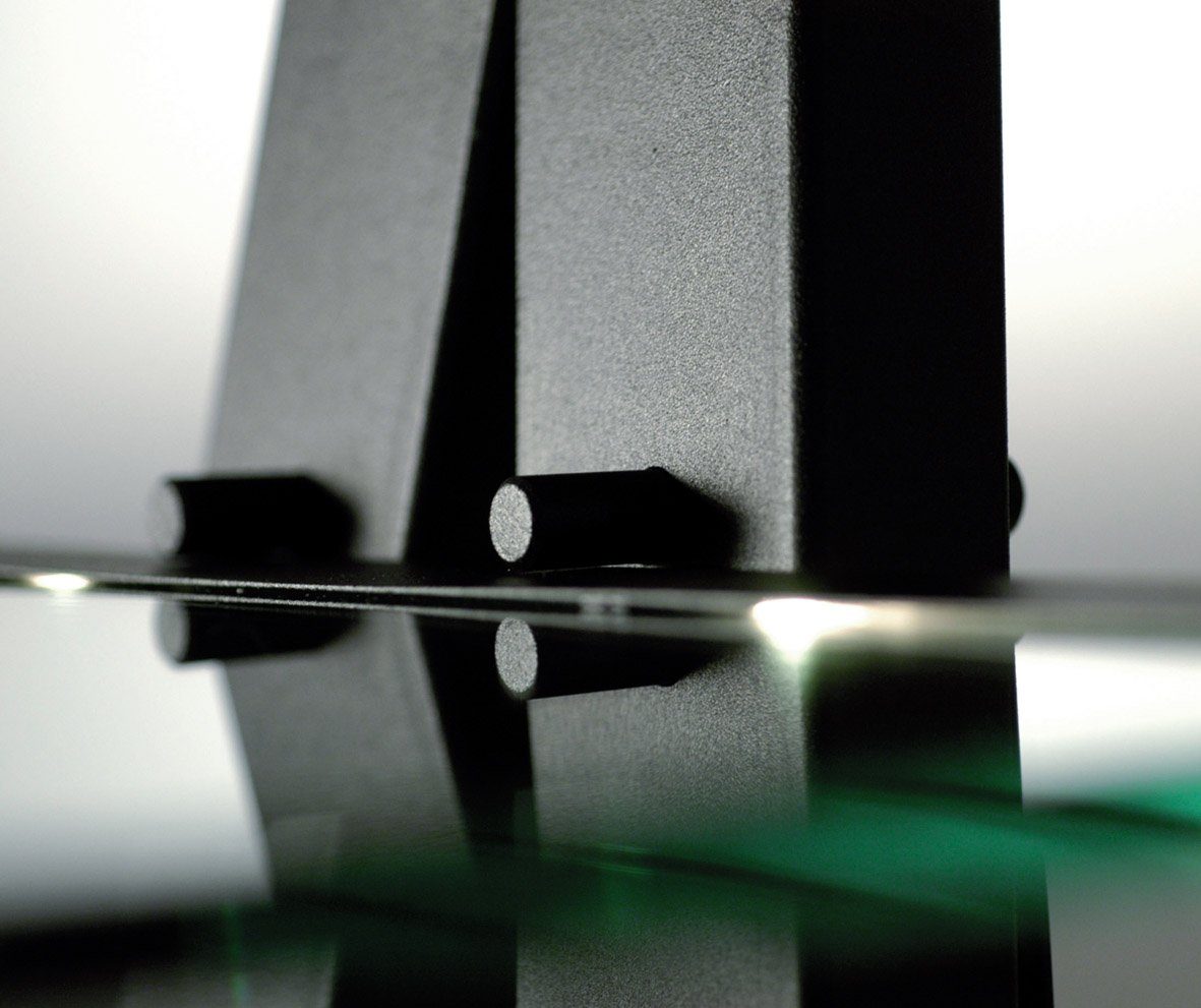Schroers Glas-Fachböden, 50 Breite TV-Rack Alphastatic, mit Hifi & Schroers cm (RAL9006) Möbel 5 Silber