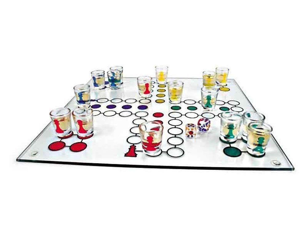 Caramel MEDIA Ігриsammlung Ludo Trinkspiel aus Glas