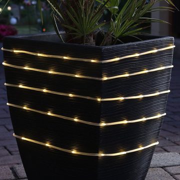 MARELIDA LED-Lichterschlauch LED Solar Lichterschlauch warmweiß Gartenlichterkette Terrasse 9,9m, 200-flammig