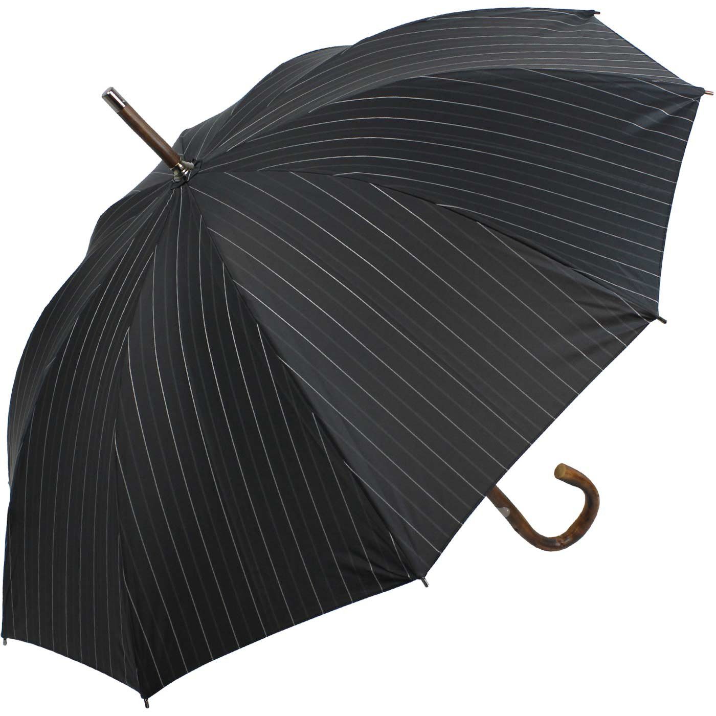 doppler® Stockregenschirm Manufaktur Herrenschirm mit Kastanienstock und Griff, der edle handgearbeite Begleiter für Herren