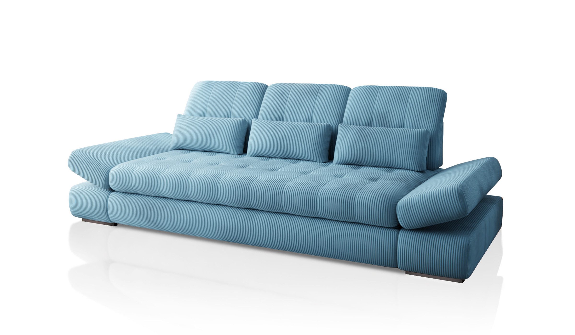 Hygger Möbelhaus Big-Sofa Bronx XXL Couch Inkl. Sitztiefenverstellung, Arm, Kopfteilverstellung, Wahlweise mit Bettfunktion, Schlaffläche 165 cm, 3 Nierenkissen., Der Rahmen ist verstärkt, Hergestellt in Europa