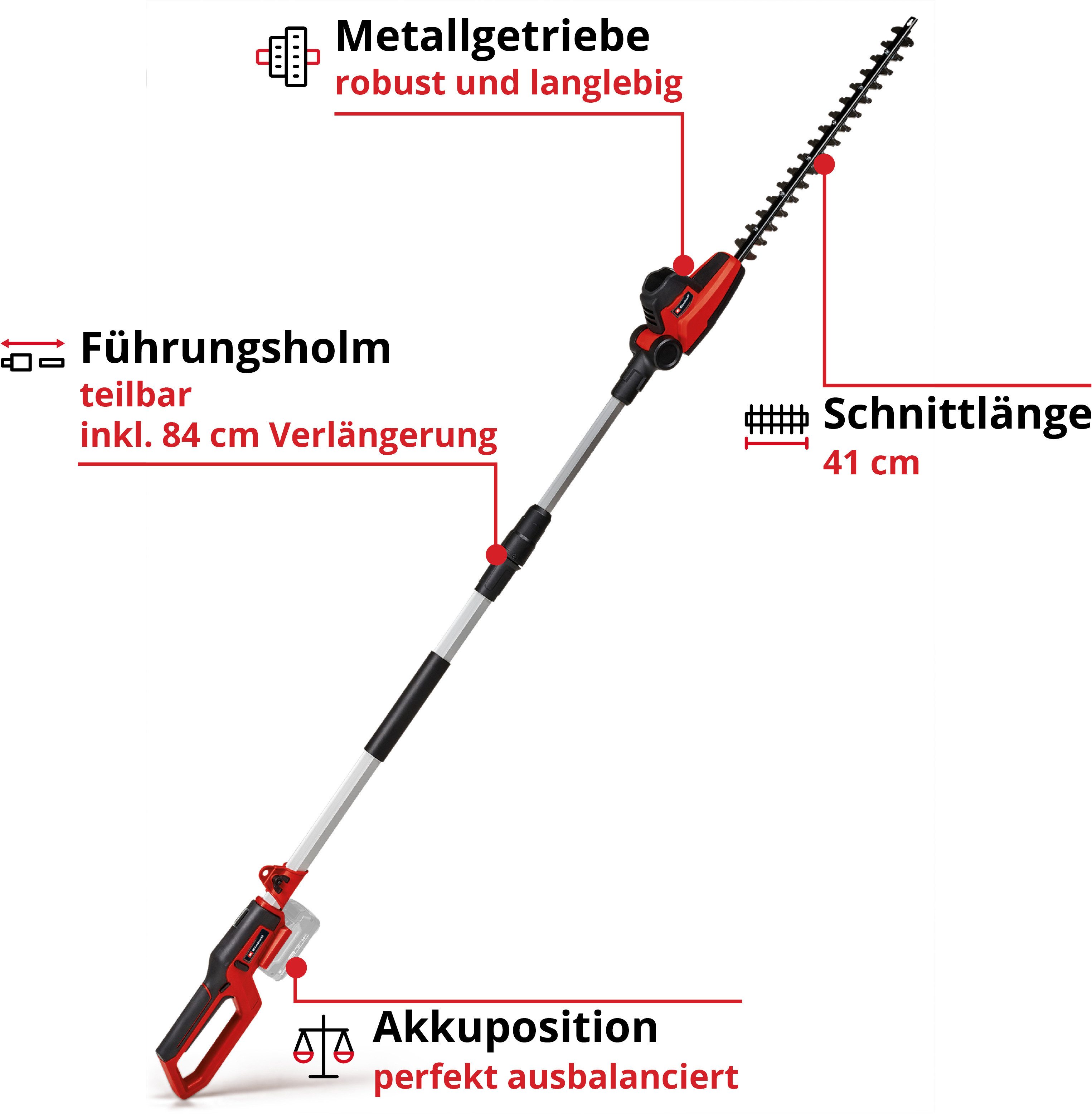 Einhell Teleskop-Heckenschere GC-HH 18/45 Li T-Solo, 45 cm Schwertlänge