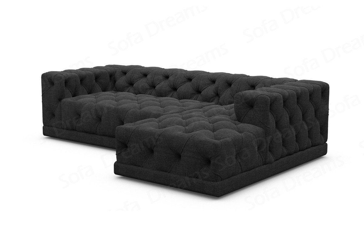 Polster kurz Palma Style, Form schwarz99 Strukturstoff Ecksofa Dreams Sofa Loungesofa Stoffsofa, Sofa L Chesterfield Stoff