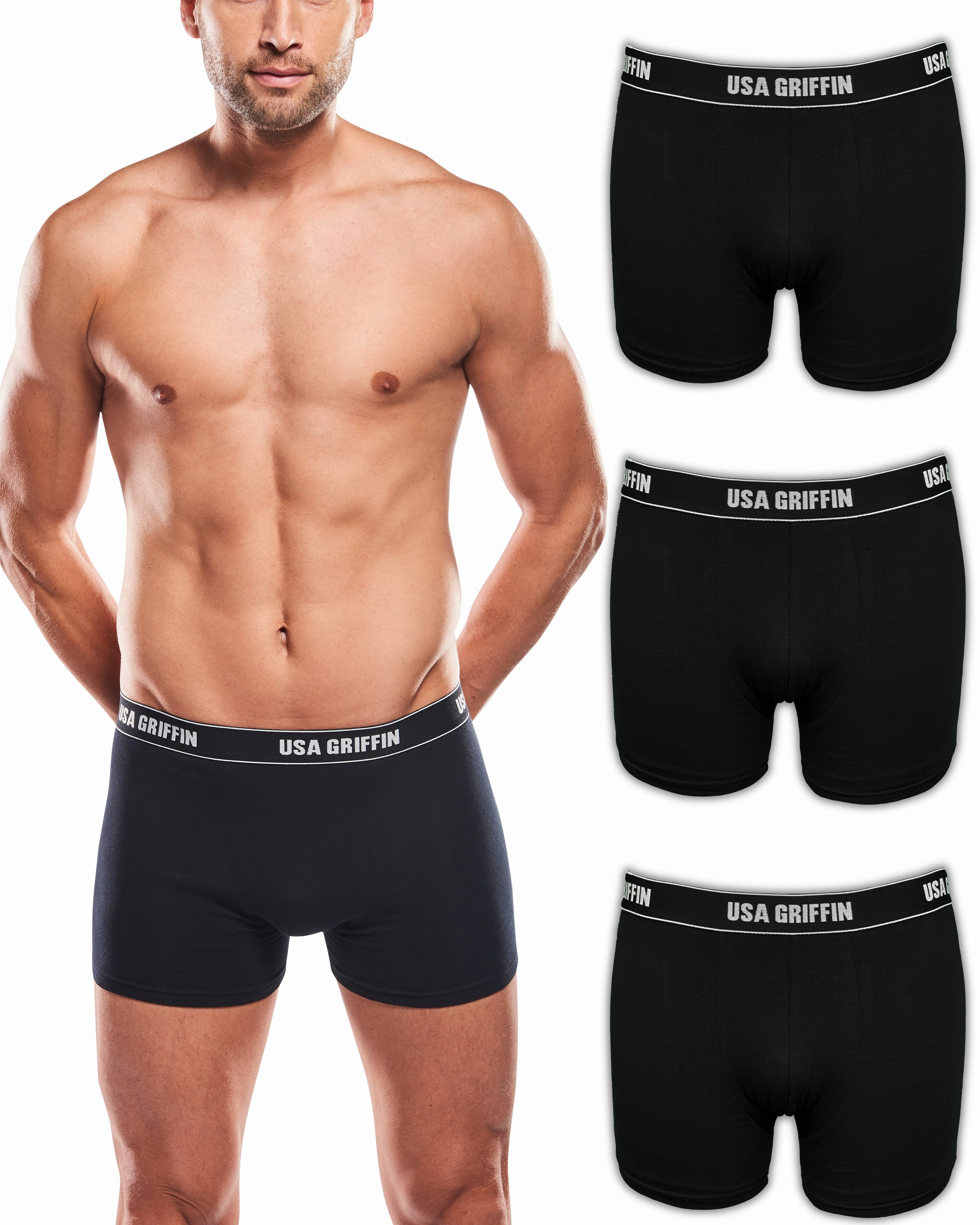 USA Griffin Boxershorts Herren Unterhosen (SET, 3er Pack) Stretchmaterial günstig online kaufen