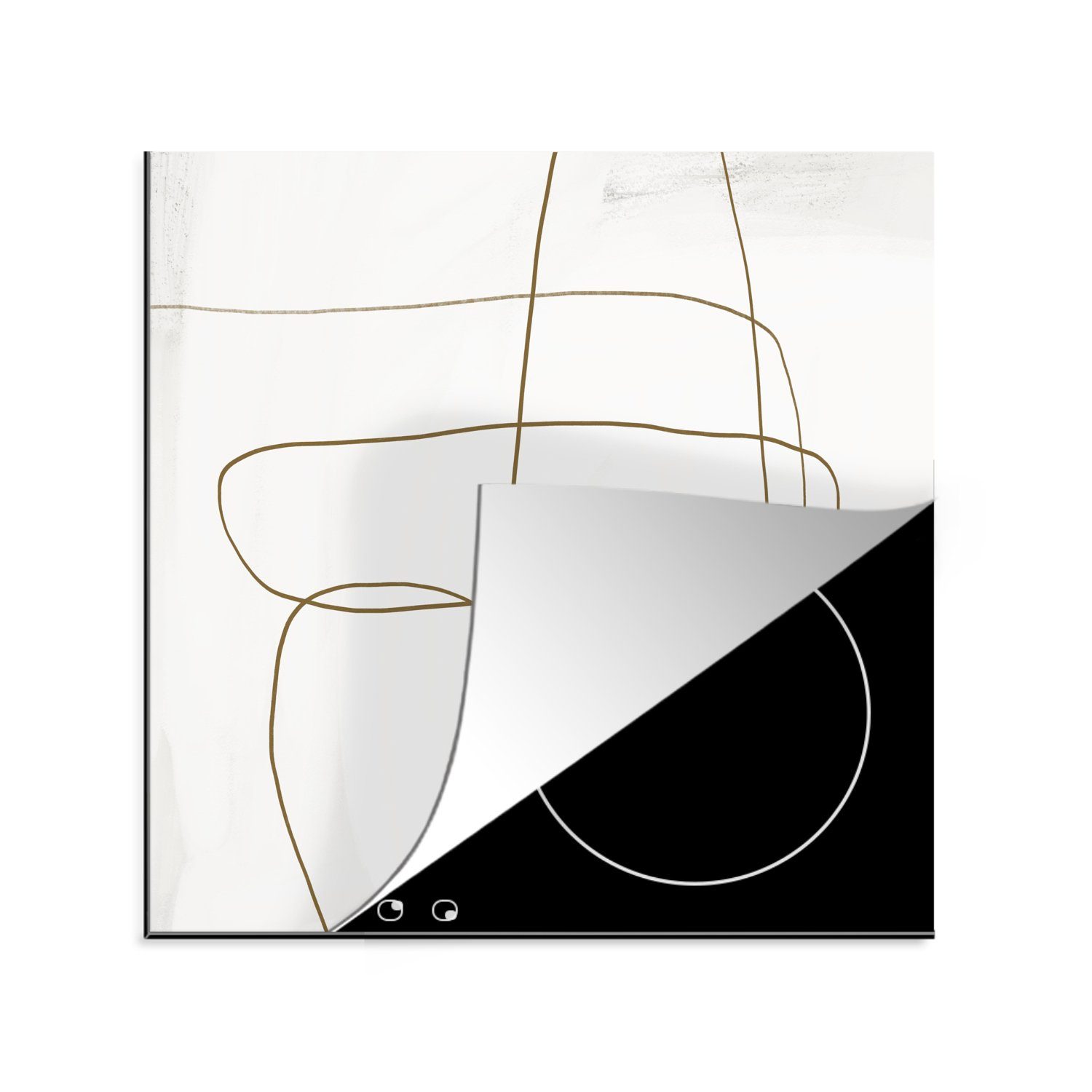 Herdblende-/Abdeckplatte (1 Arbeitsplatte cm, Weiß küche 78x78 Luxus, Vinyl, MuchoWow für tlg), - Abstrakt - Ceranfeldabdeckung,
