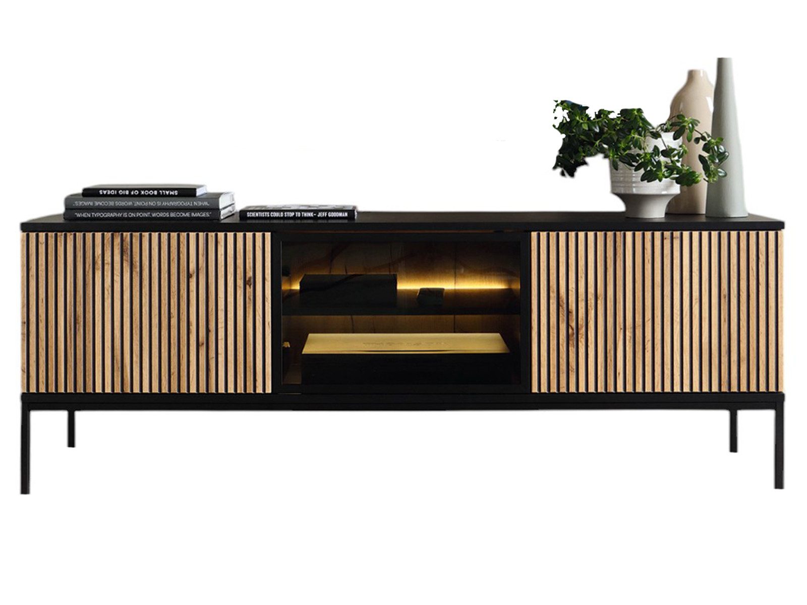 Compleo TV-Schrank LINO, TV Tisch gerifflete Front, Fernsehschrank Modern W günstig online kaufen