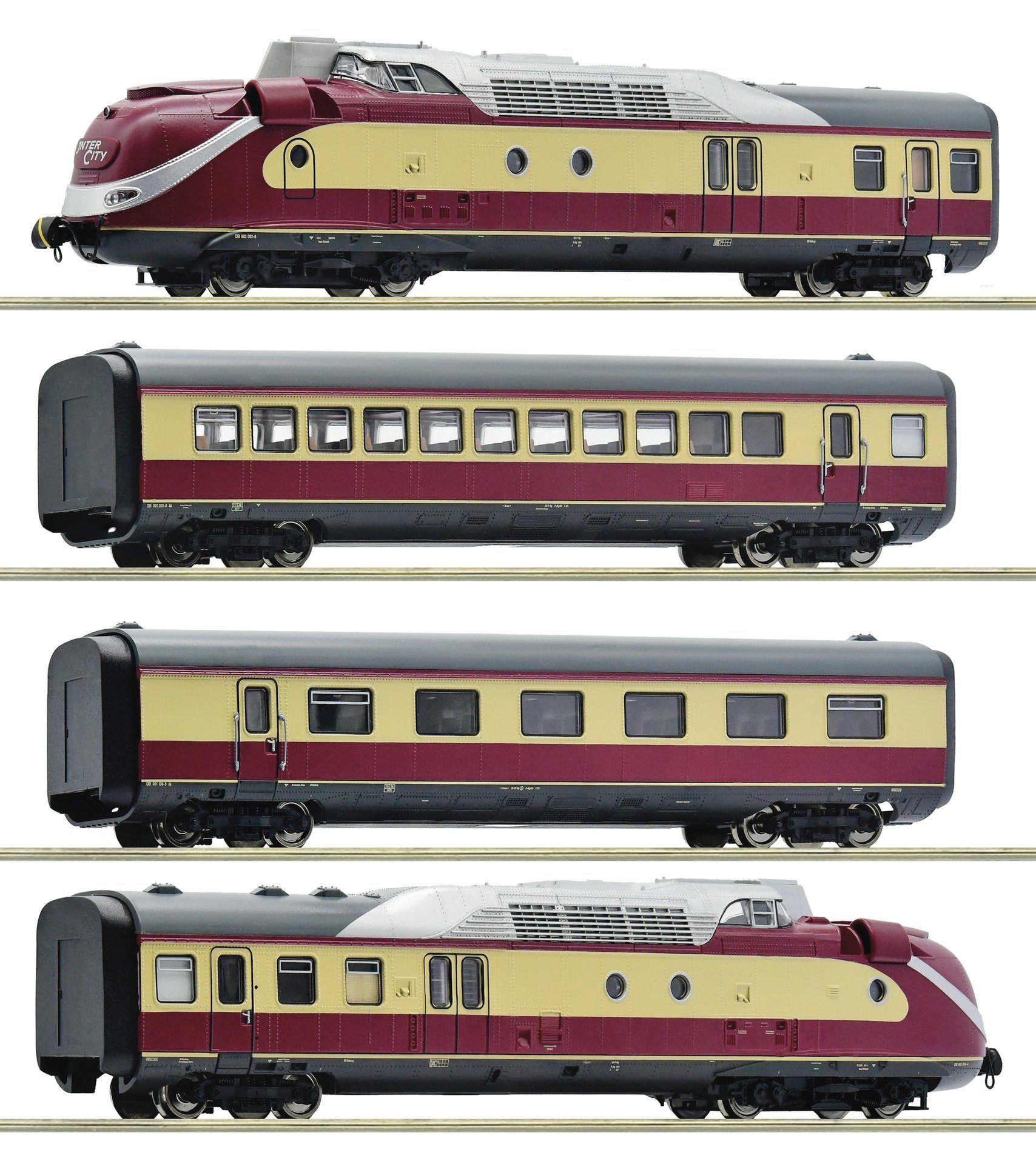 Roco Modelleisenbahn-Set Roco 7710002 H0 4-tlg. Set: Gasturbinentriebzug BR 602 DB Sound 2 Leit