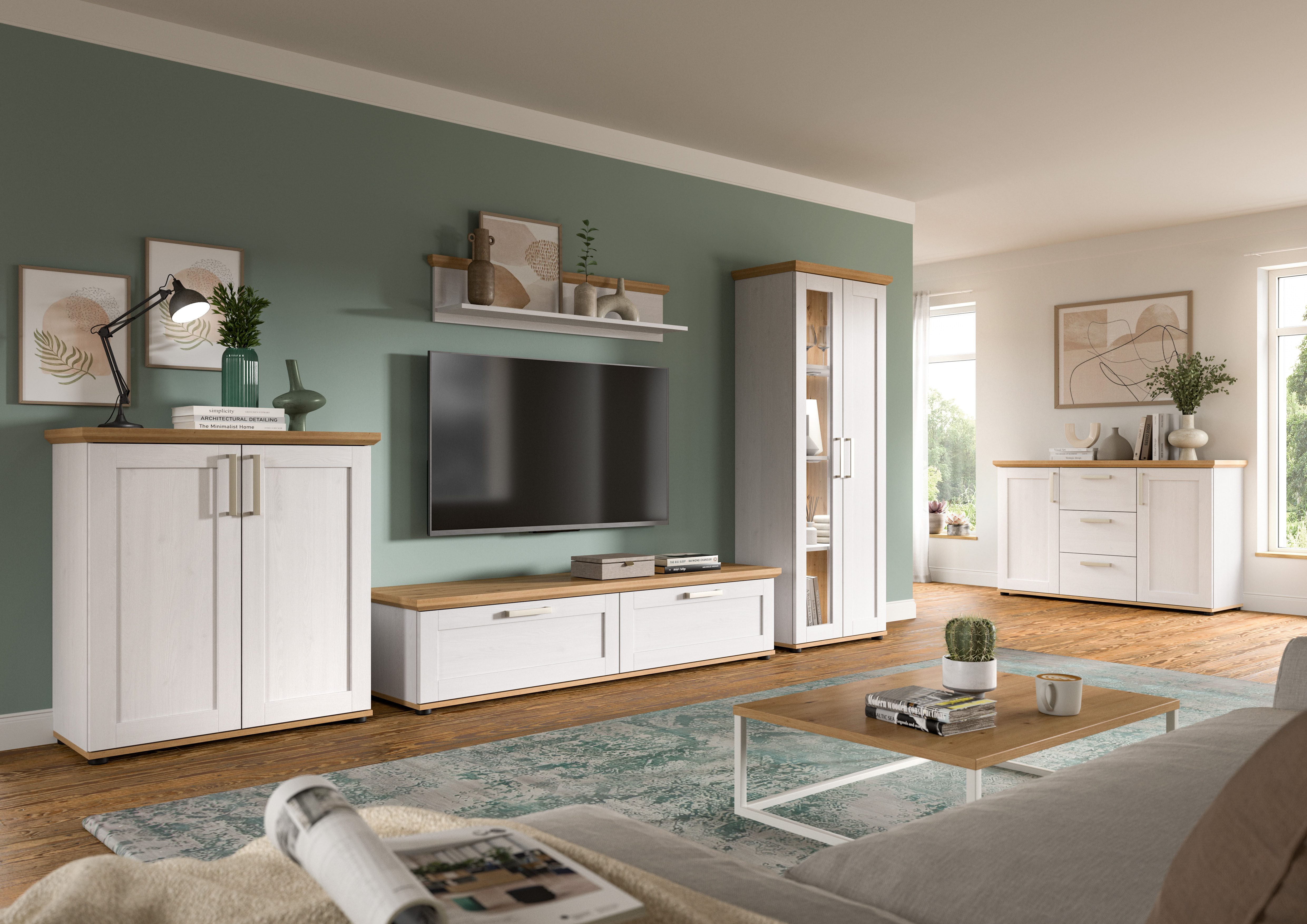 Home affaire Wohnwand Cosenza, (Set, 3-St), Cosenza, Breite: 260 cm, Highboard, Lowboard, Wandboard