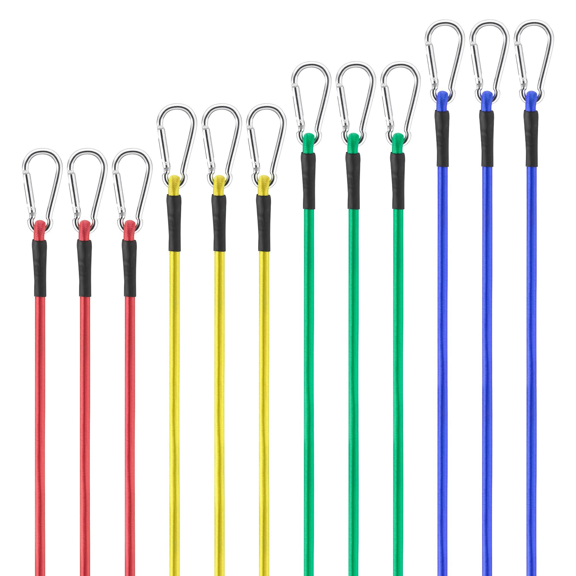 Spanngurt 12x Spannband mit Karabiner Haken - 45-121cm - Spanngummi Gurt