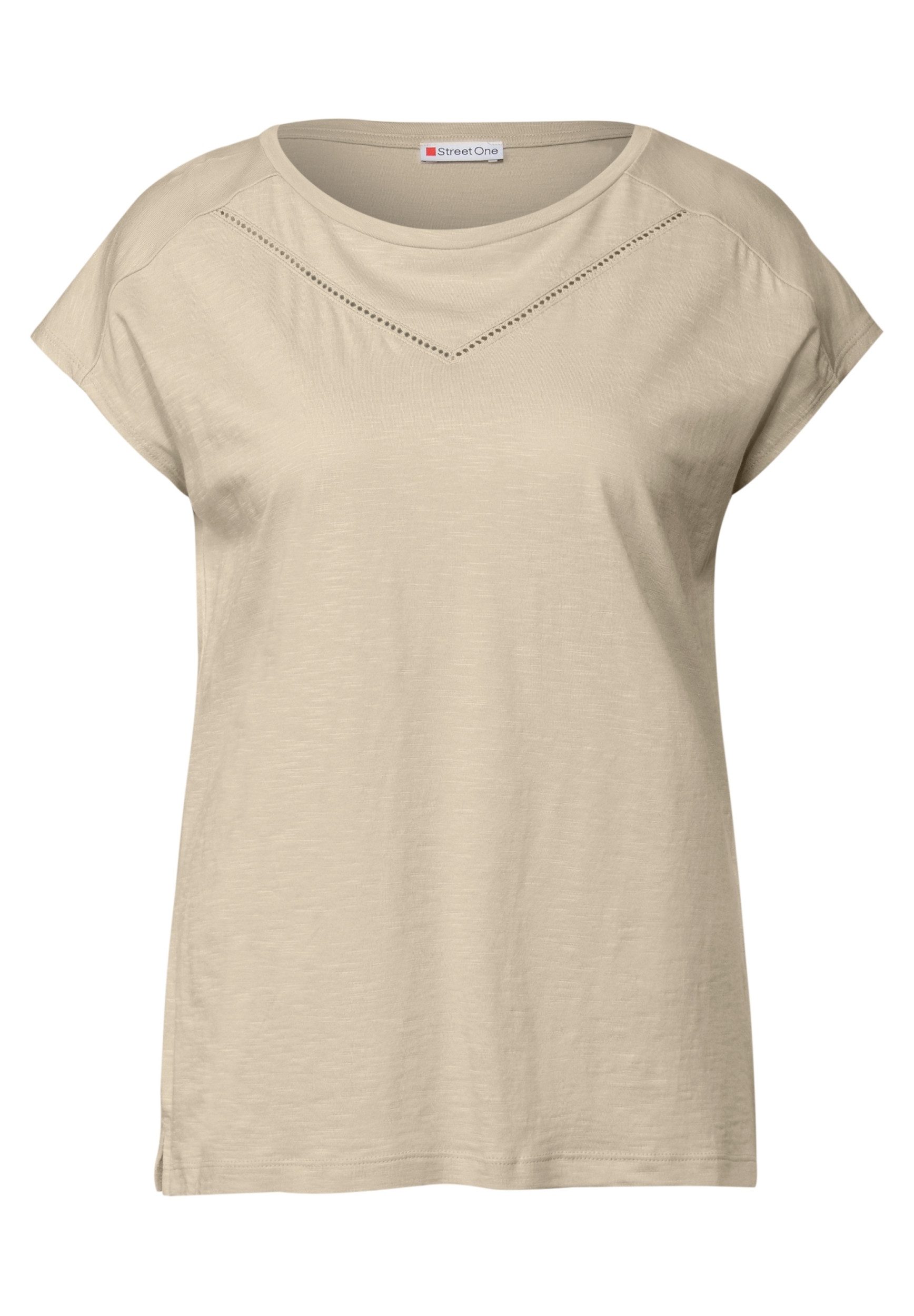 STREET ONE T-Shirt – Kurzarmshirt mit U-Boot-Ausschnitt und Dropped Shoulde günstig online kaufen