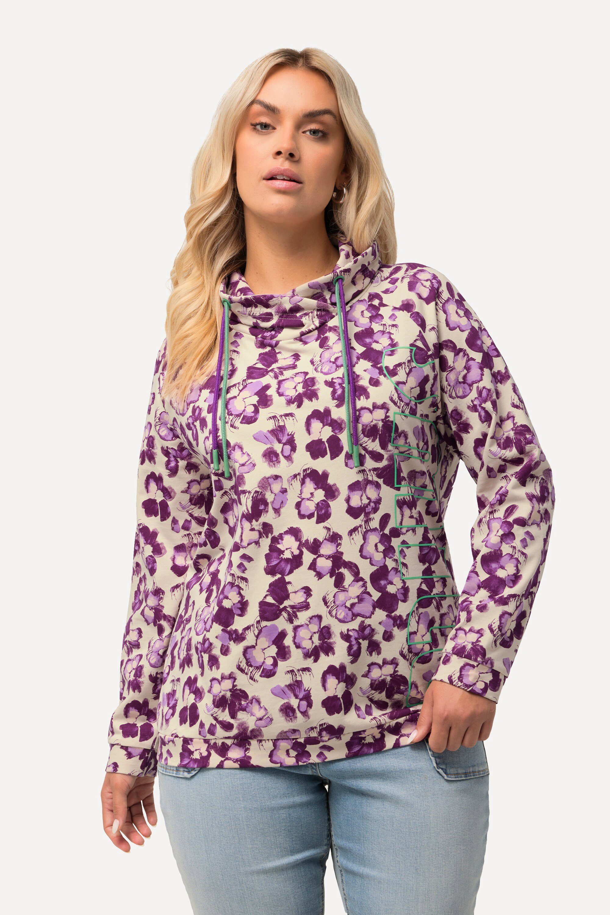 Ulla Popken Sweatshirt Sweatshirt Blüten Stehkragen günstig online kaufen