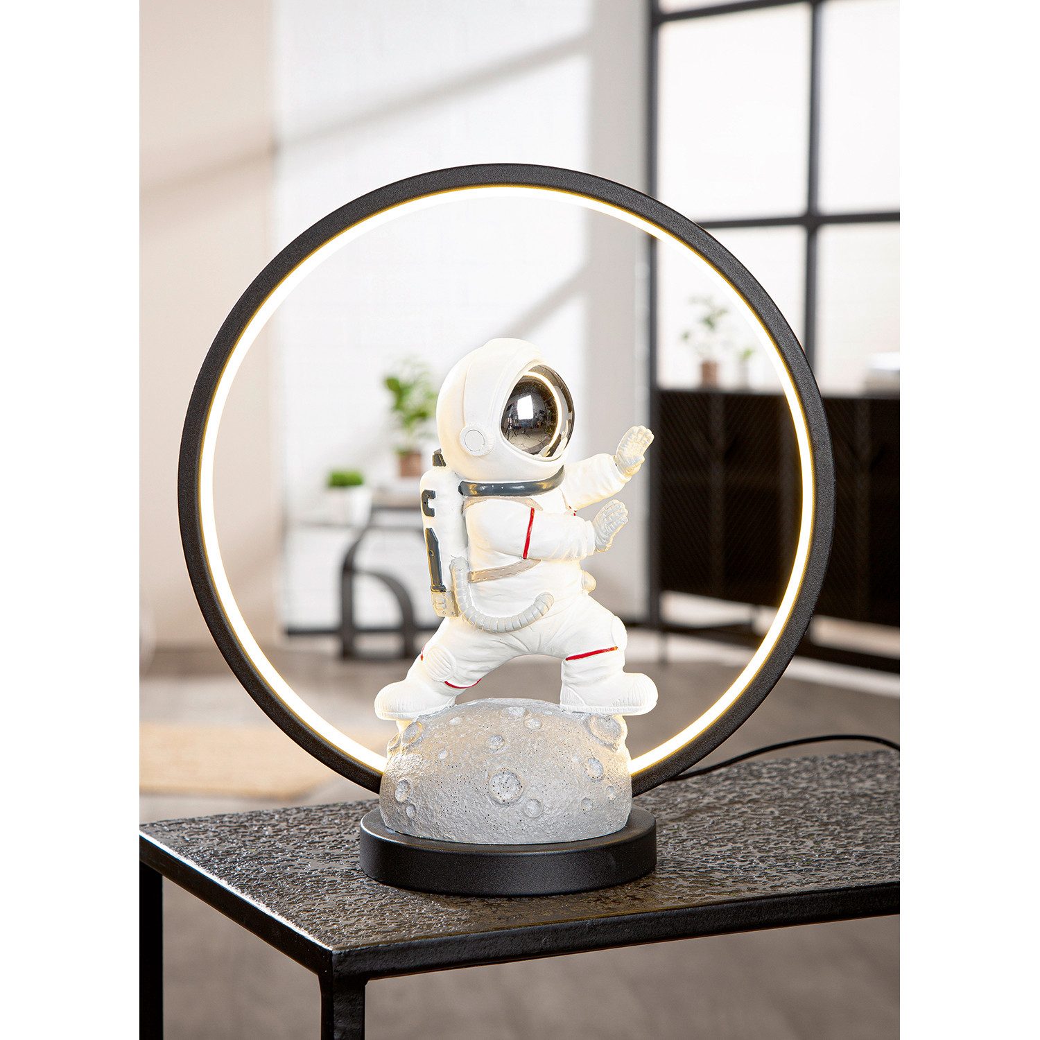 GILDE Tischleuchte KARATE Leuchte (LED) - grau, schwarz - Kunstharz - Höhe 33,5cm, Tischlampe - Schreibtischlampe - Nachttischlampe
