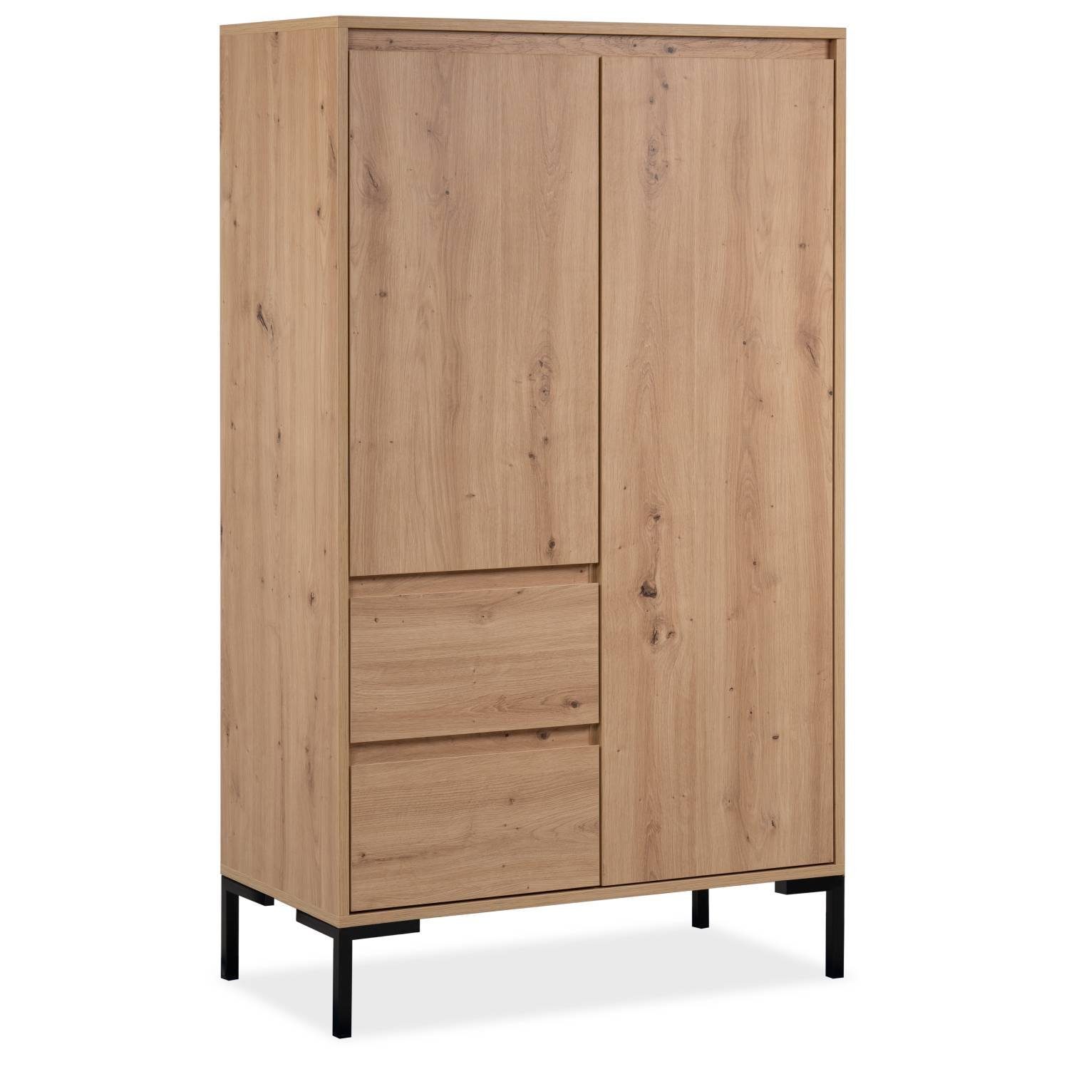 Homestyle4u Highboard BHT 81x139x40 Wohnzimmerschrank Kommode Holz Eiche Industrial Schwarz