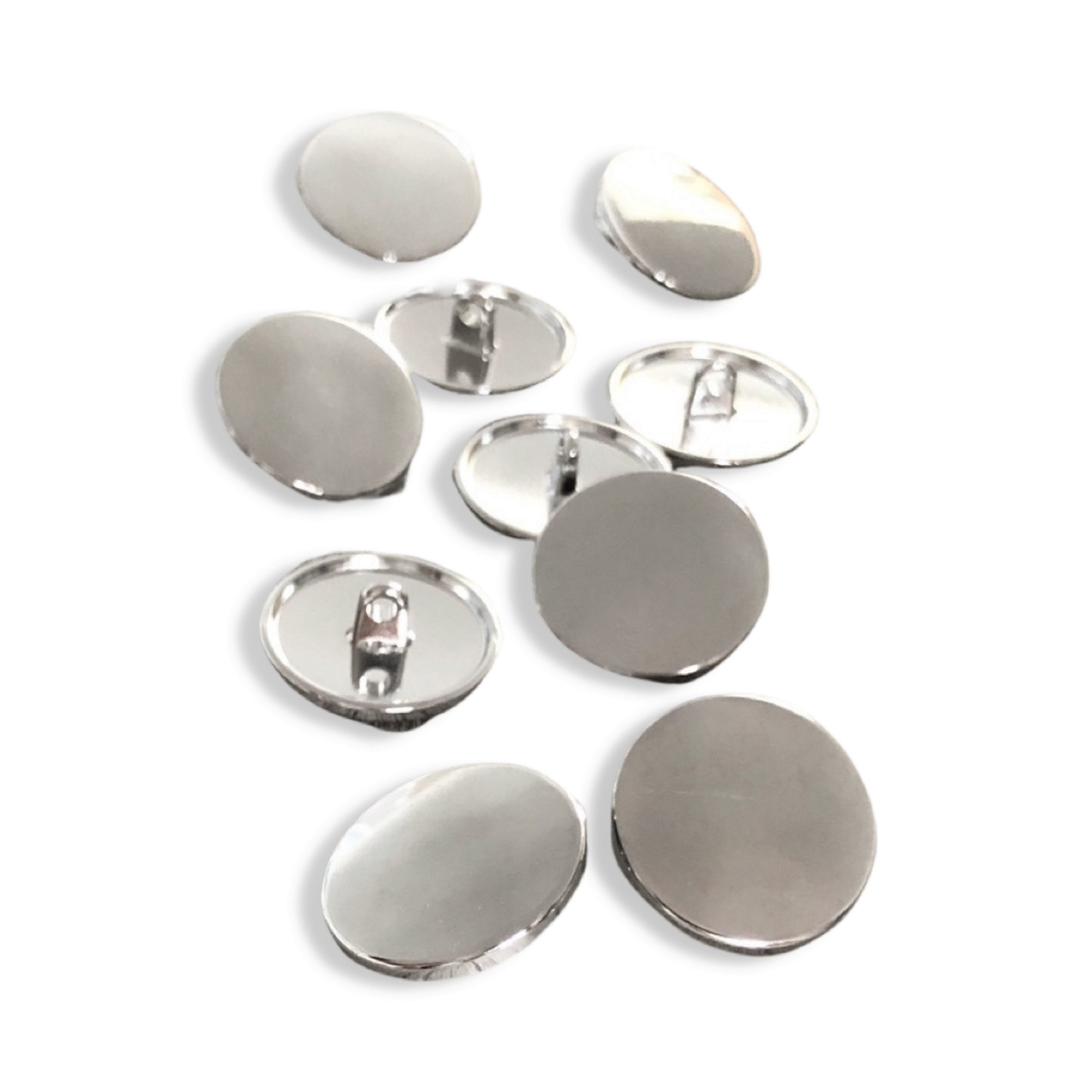 Hartmann-Knöpfe Knopf 10 Stück flache silber glänzende Metall Ösenknöpfe in 6 Größen
