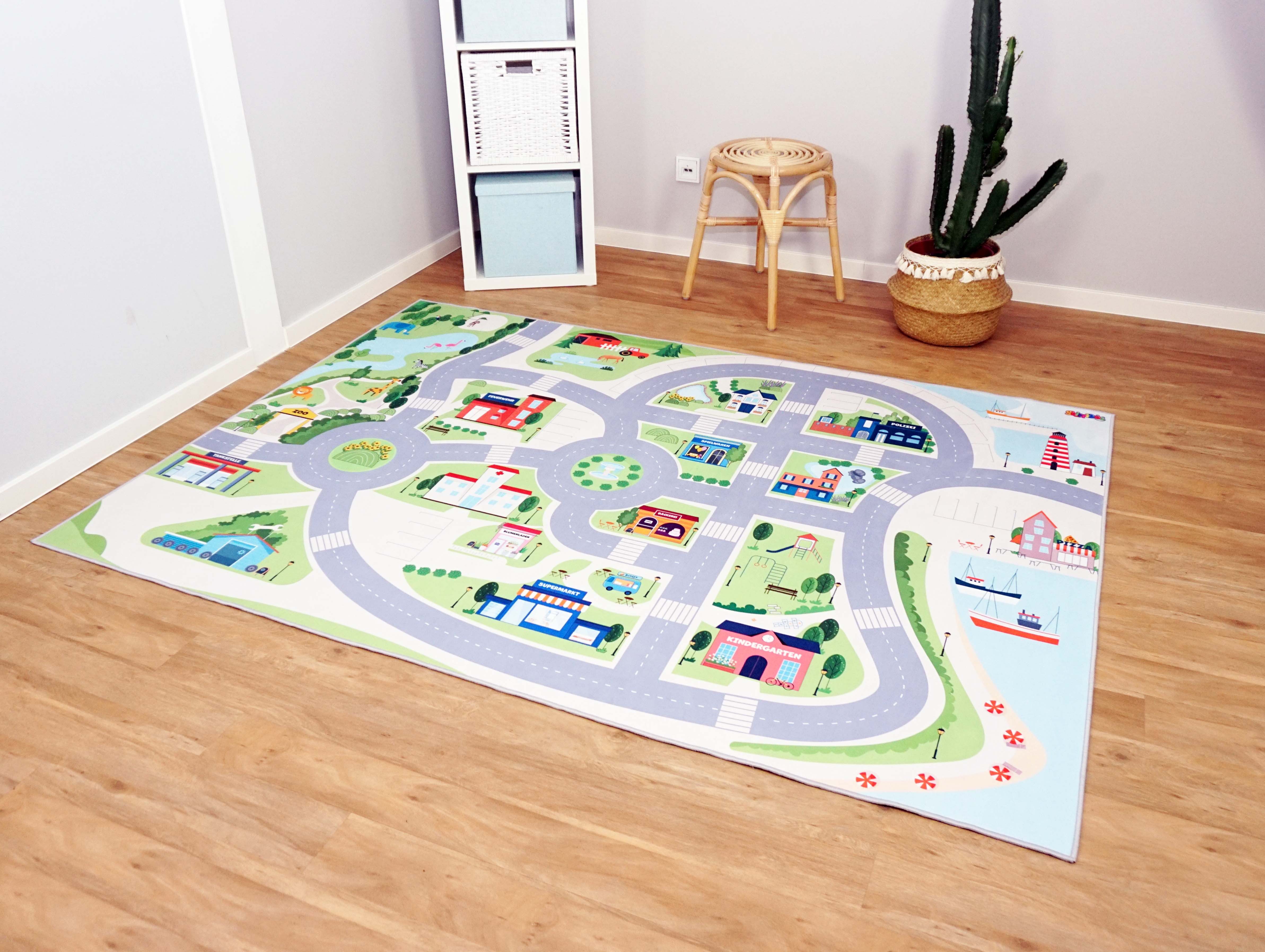 SkippiDoo Kinderteppich Straßenteppich Spielteppich Kinderzimmer Teppich günstig online kaufen