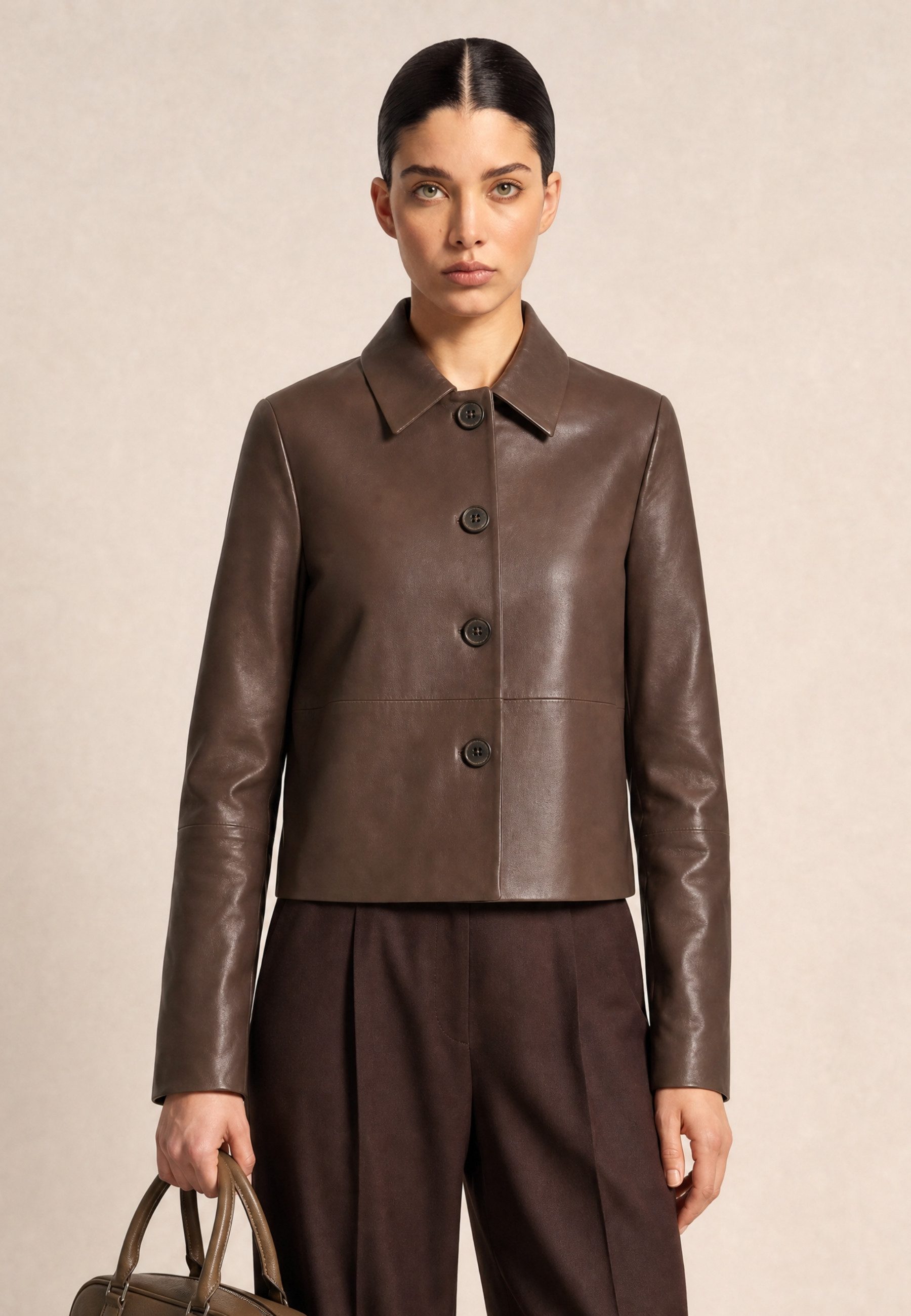 RICANO Lederjacke Cecila Lederjacke im Bolero-Stil mit Polokragen