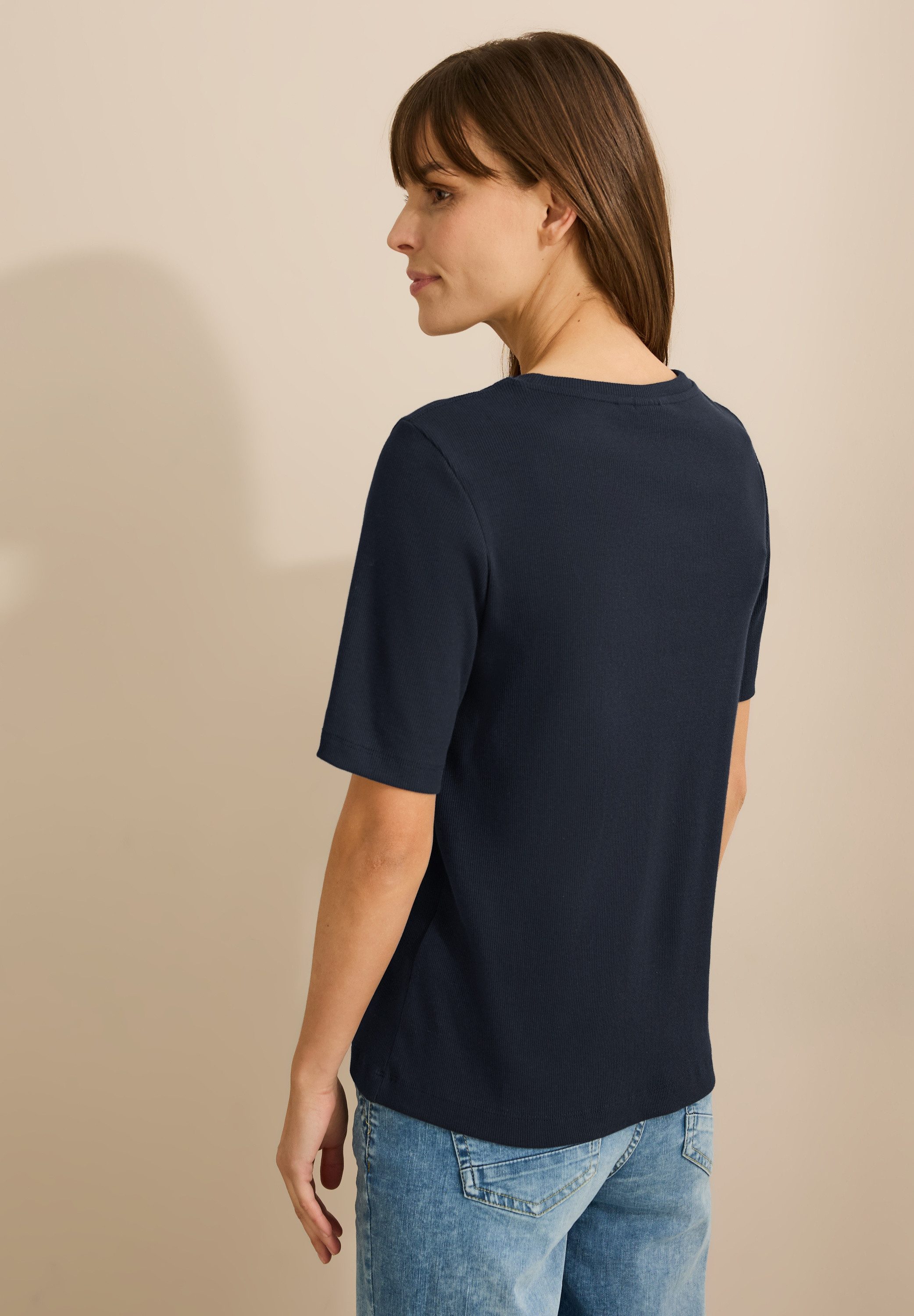 CECIL T-Shirt mit feiner Ripp Struktur günstig online kaufen
