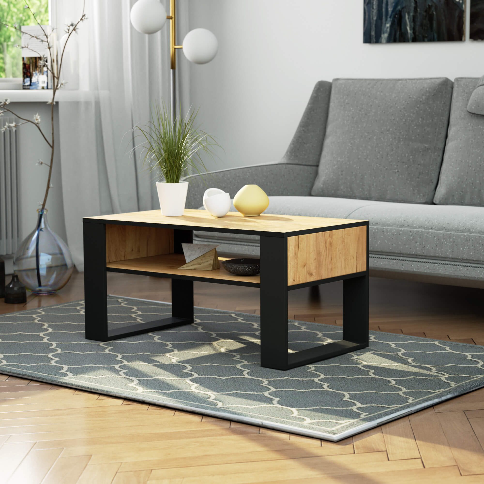 Milord Couchtisch Couchtisch Holz mit Regal 92x45x53cm Wohnzimmer Schlafzim günstig online kaufen