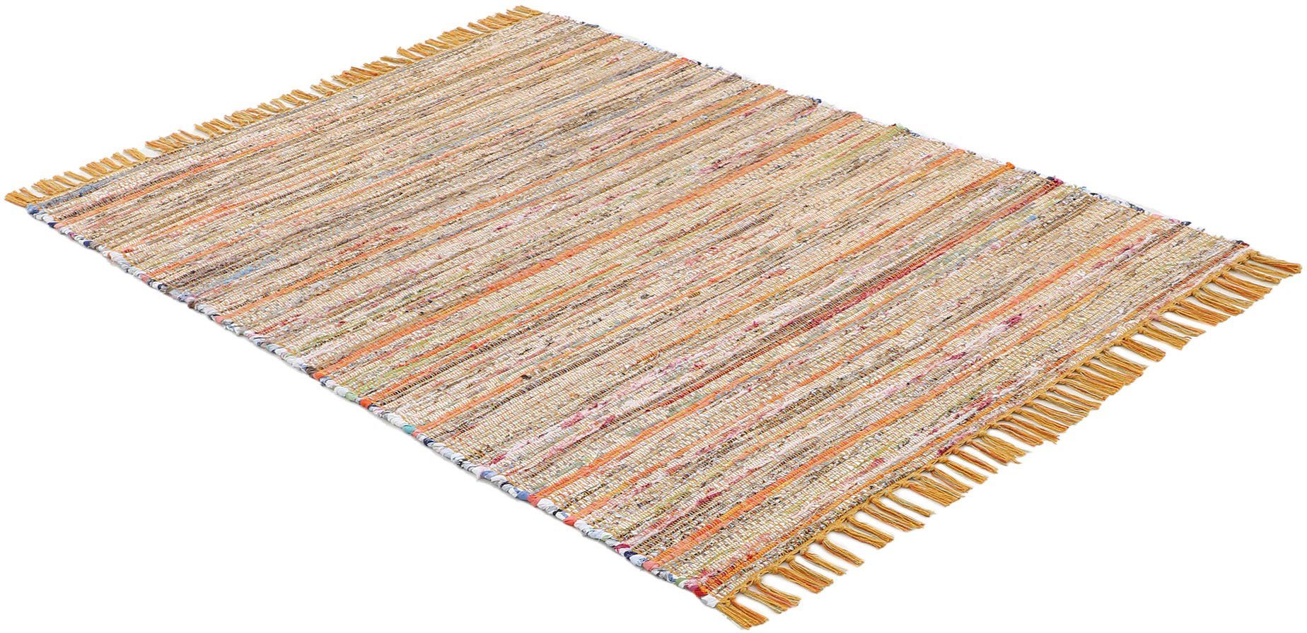 carpetfine Teppich Kelim Chindi, Wendeteppich, rechteckig, Höhe: 6 mm, handgewebt, Fleckerlteppich mit Fransen, auch vielen in Läufergrößen