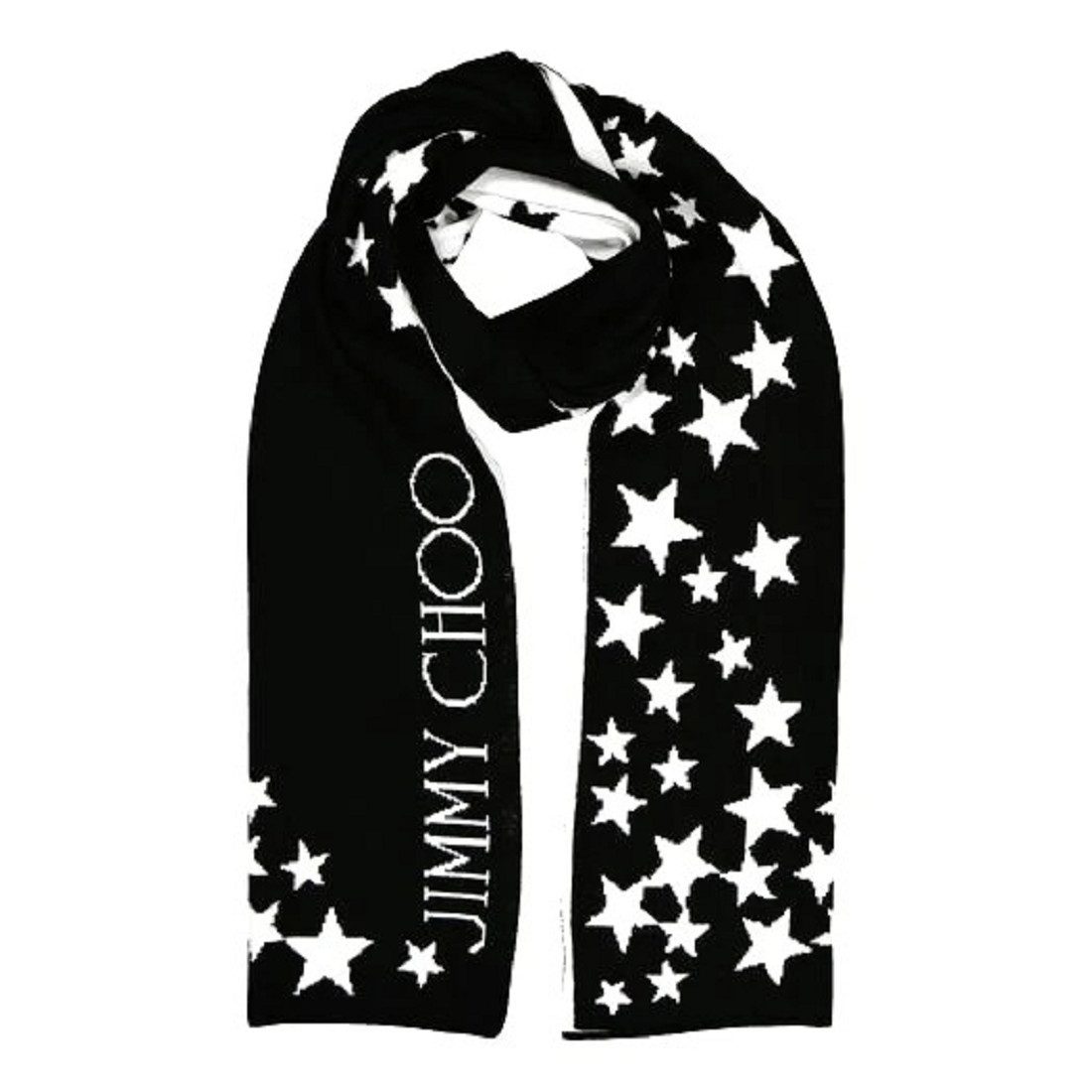 JIMMY CHOO Modeschal Jimmy Choo Damen Schals, Schwarz/Weiß Stern Muster., Feinstrickschal