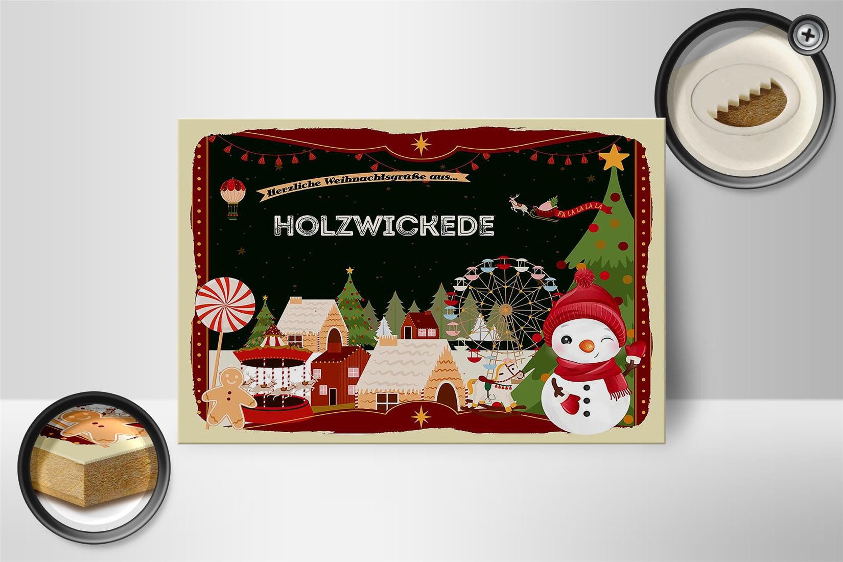 Femer GmbH Holzbild Weihnachten GrüßeWICKEDE 18x12 cm, Feste und Feiertage (1 St), Glatte Holzfaserplatte (MDF), vorn beschichtet
