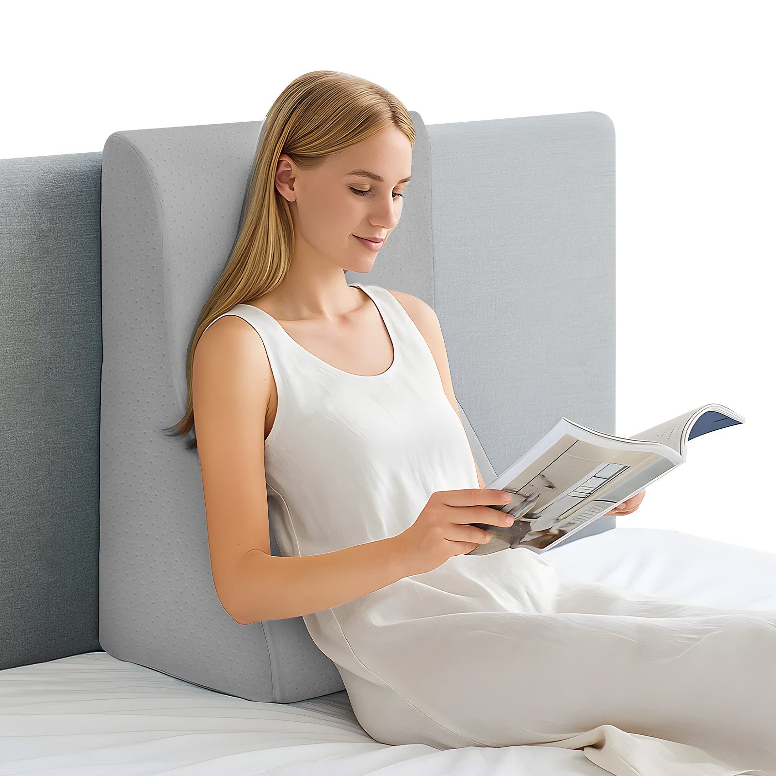 Youyijia Kopfkissen + Topper Mit Memory Schaum Keilkissen Bett Lesekissen Ergonomisches Keilkissen