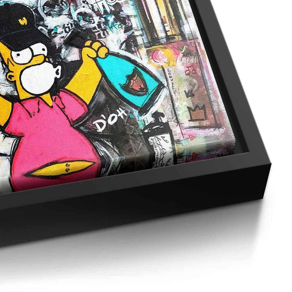 DOTCOMCANVAS® Leinwandbild Simpson Collage, Rahmen quer Champagner Collage Leinwandbild schwarzer comic lifestyle Art Pop Simpsons