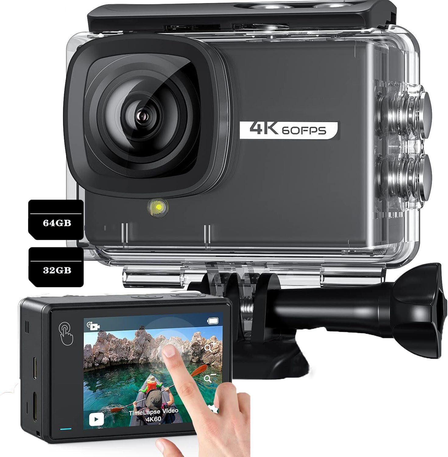 Action Cam 4K 48MP Unterwasserkamera mit 170° Weitwinkel Touchscreen Action Cam