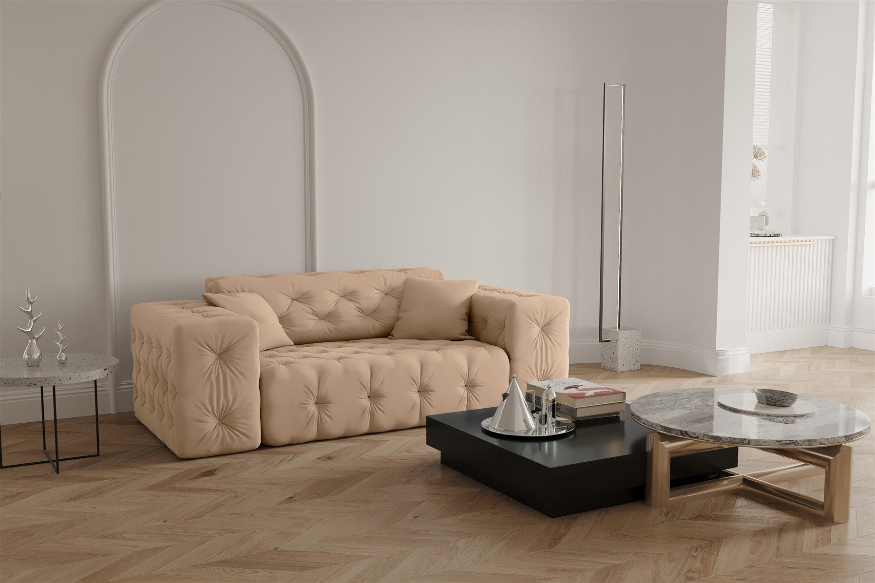 Fun Möbel Sofa Sofa Designersofa CHANTAL 2-Sitzer in Stoff Opera Velvet