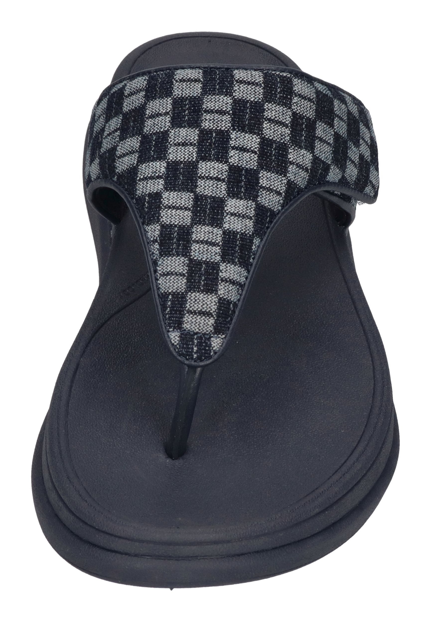 Fitflop F-MODE GO ADJ. CHECKERBOARD-DENIM TOE-POST SANDALS Zehentrenner Dark Denim