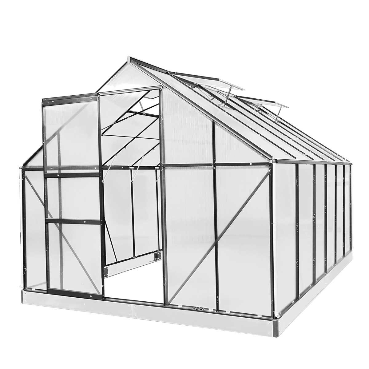 BRAST Gewächshaus ALU mit Fundament rostfrei 380x250x205cm TÜV geprüft, BxTxH: 250 x 380 x 205 cm, wetterfestes hochwertiges Aluminium, Temperaturbeständig, Wärmedämmend, Lichtbrechend & UV-stabilisiert